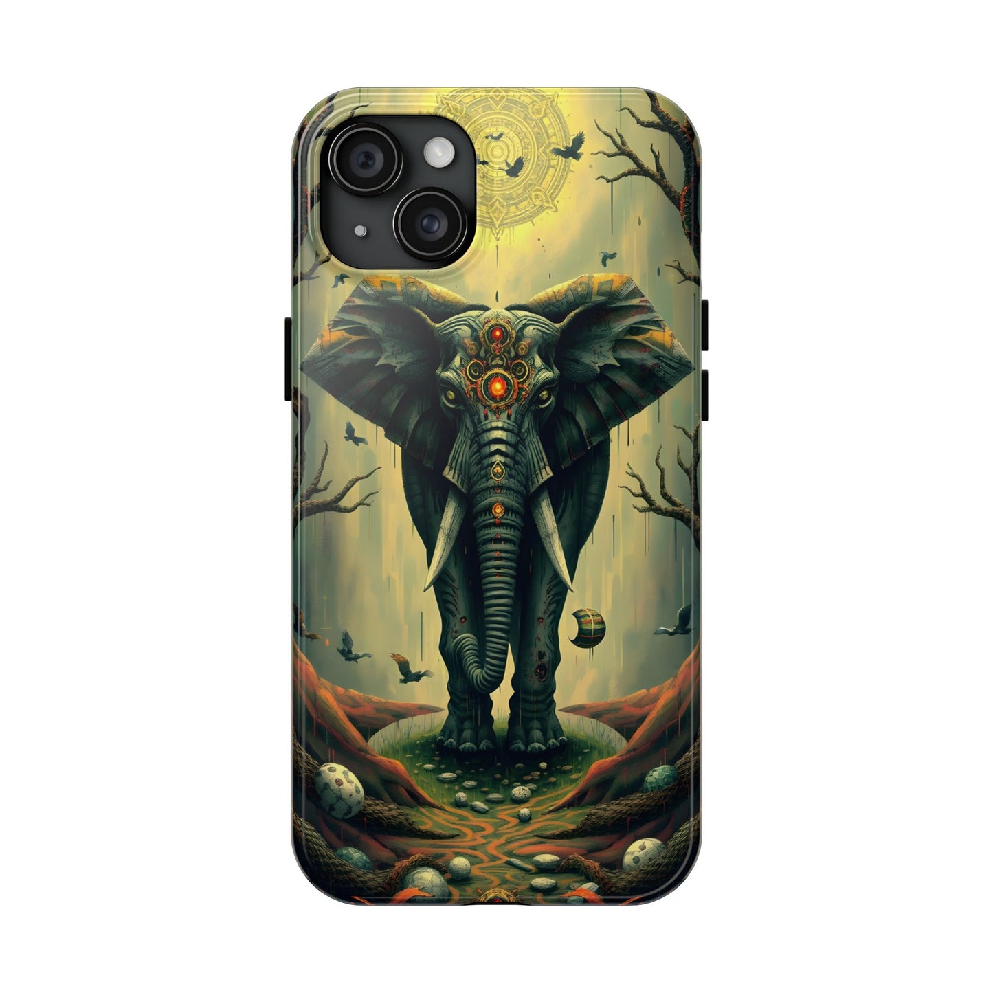 Mystical Forest Elephant Tough Phone Case | Vibrant Design for Nature Lovers - for iPhone