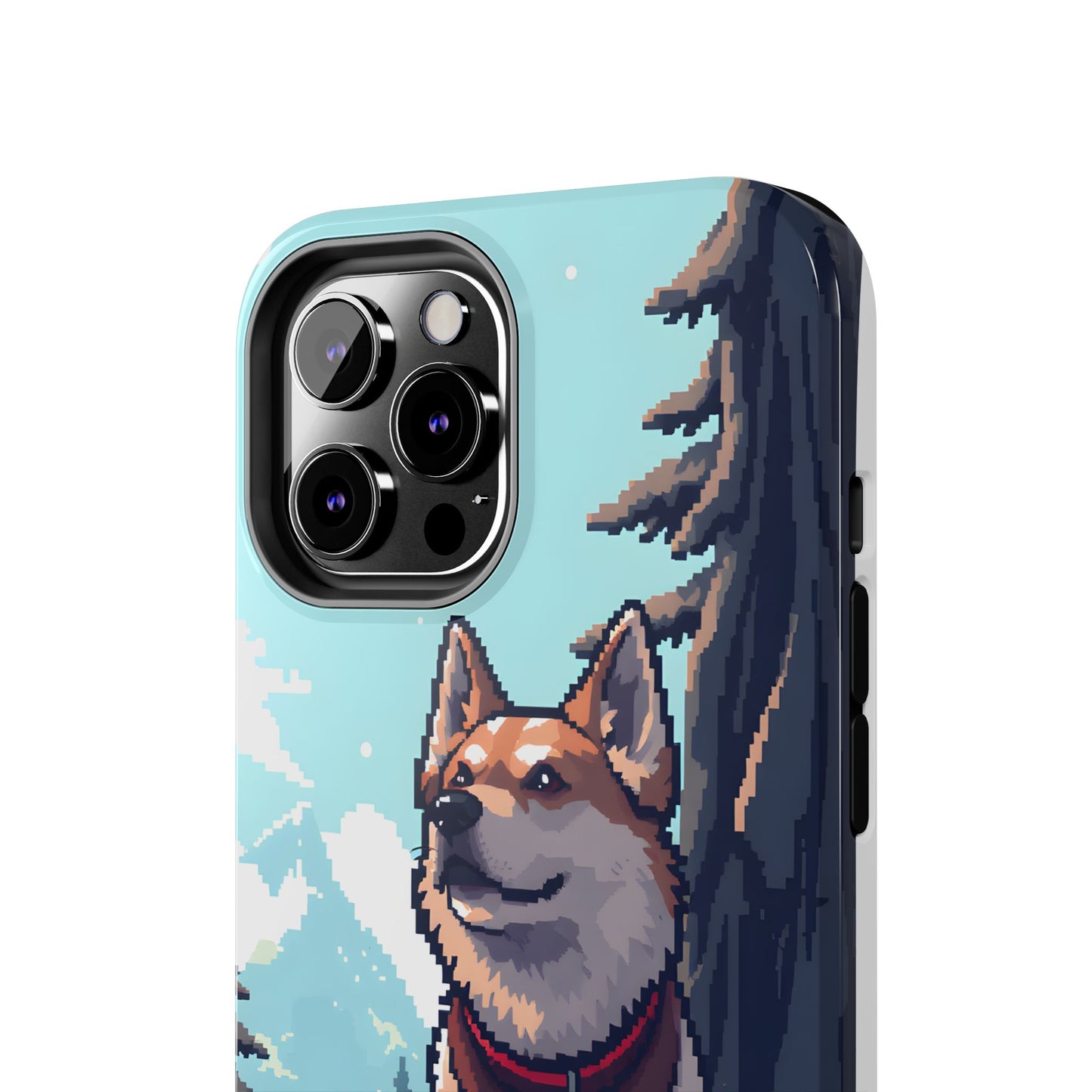 Retro Dog Adventure Tough Phone Case - Pixel Art Shiba Inu Design - for iPhone