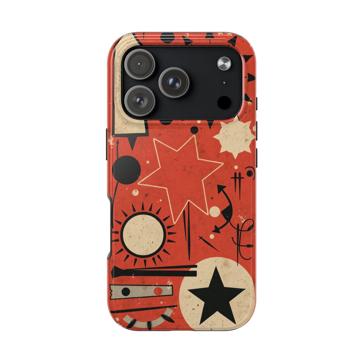 Retro Bold Tough Phone Case - Unique Geometric Design - for iPhone