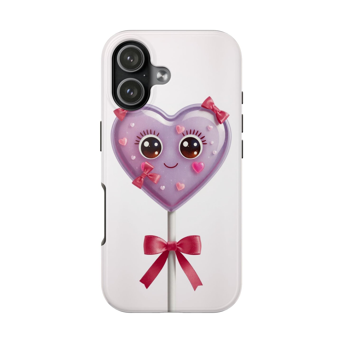 Cute Heart Lollipop Tough Phone Case - Adorable Protection for Candy Lovers