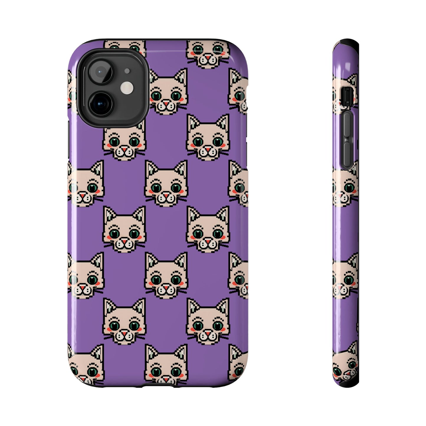Cute Pixel Cat Tough Phone Case – Fun and Durable Protection for Cat Lovers - for iPhone