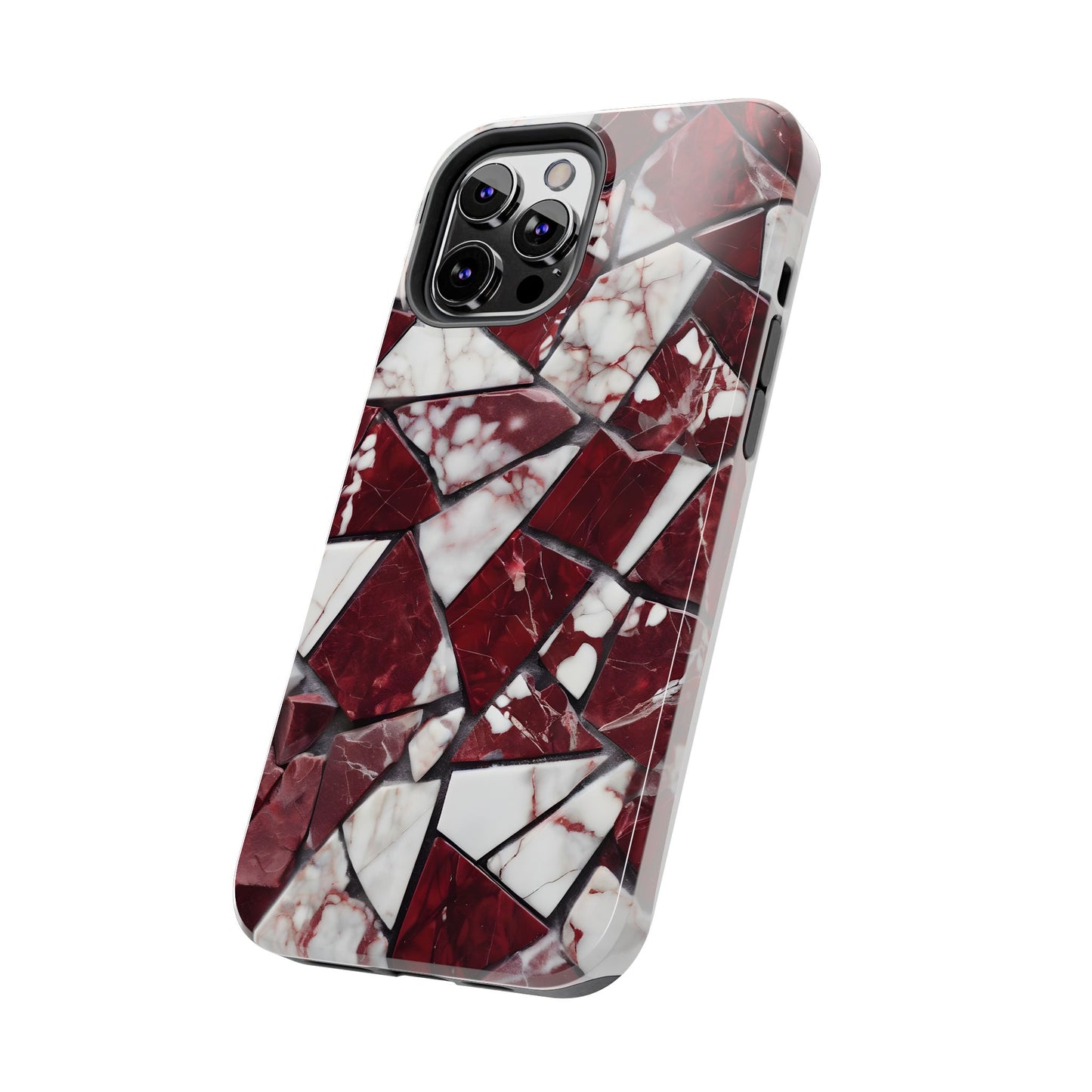 Shattered Dark Red Marble Pattern Tough Phone Case - Durable & Stylish Protection for iPhone