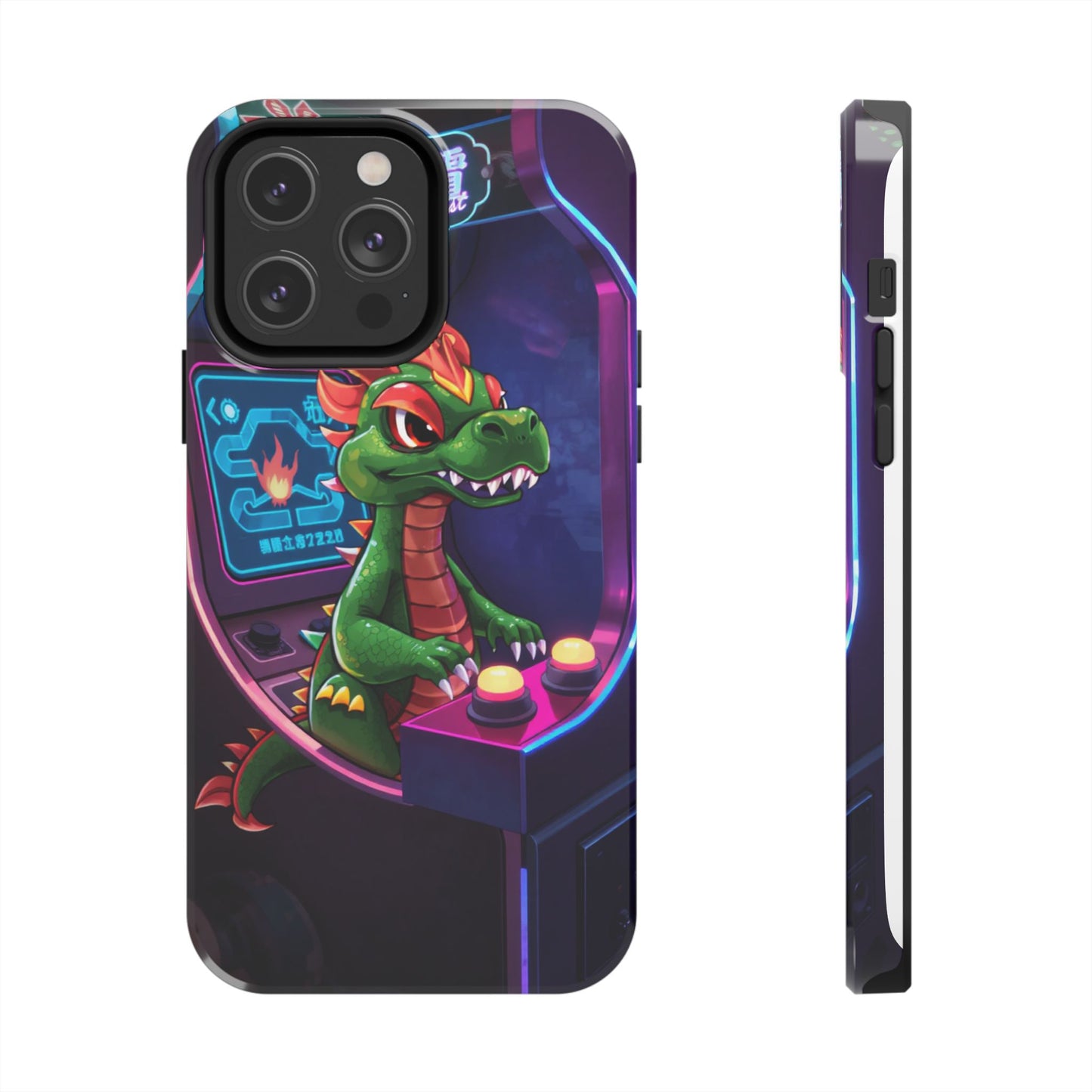 Retro Gamer Tough Phone Case with Dragon Design