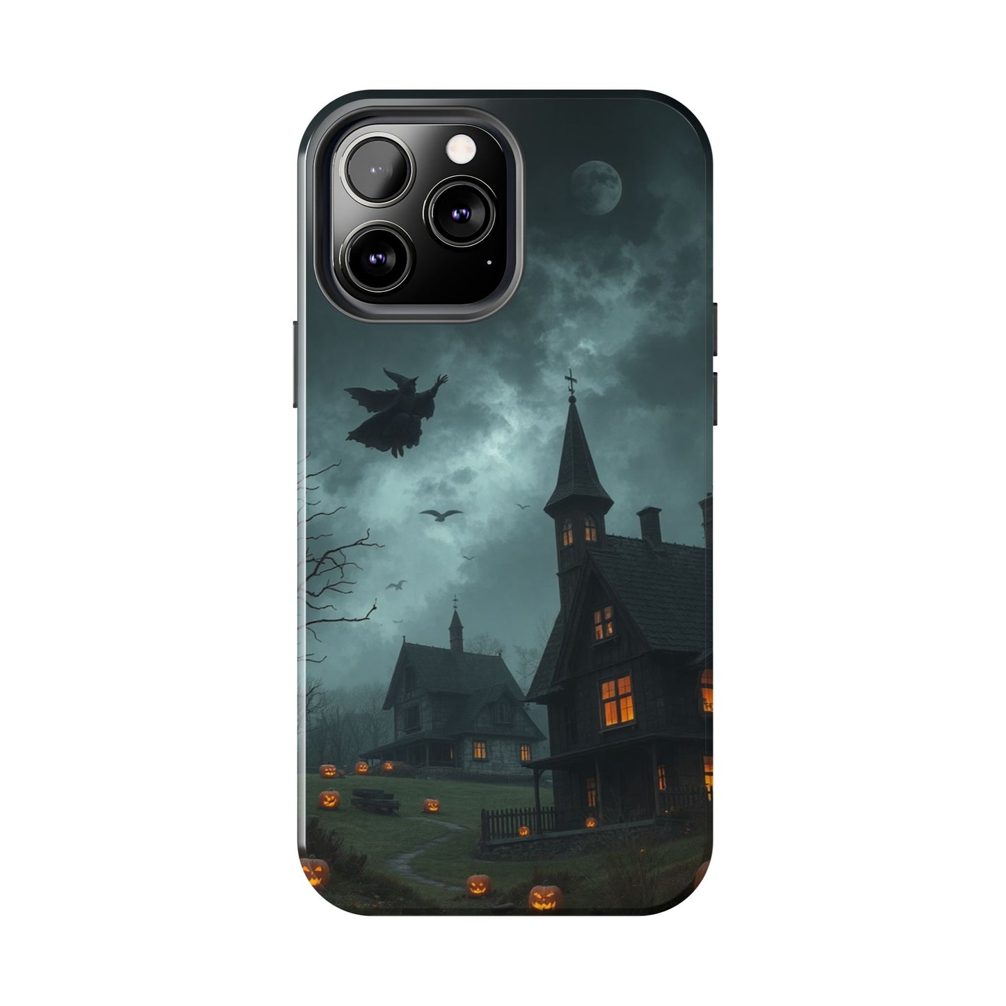 Halloween-Themed Tough Phone Case with Spooky House Design