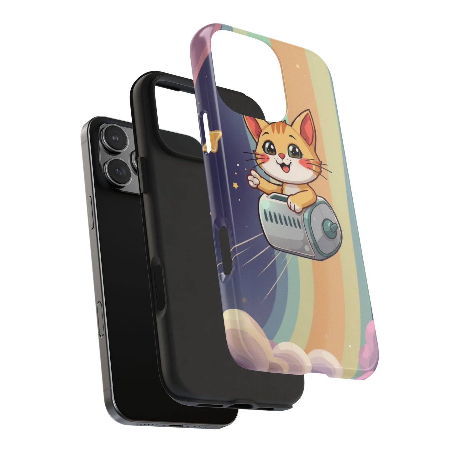 Cute Cat Rocket Phone Case - Vibrant and Playful Tough Case