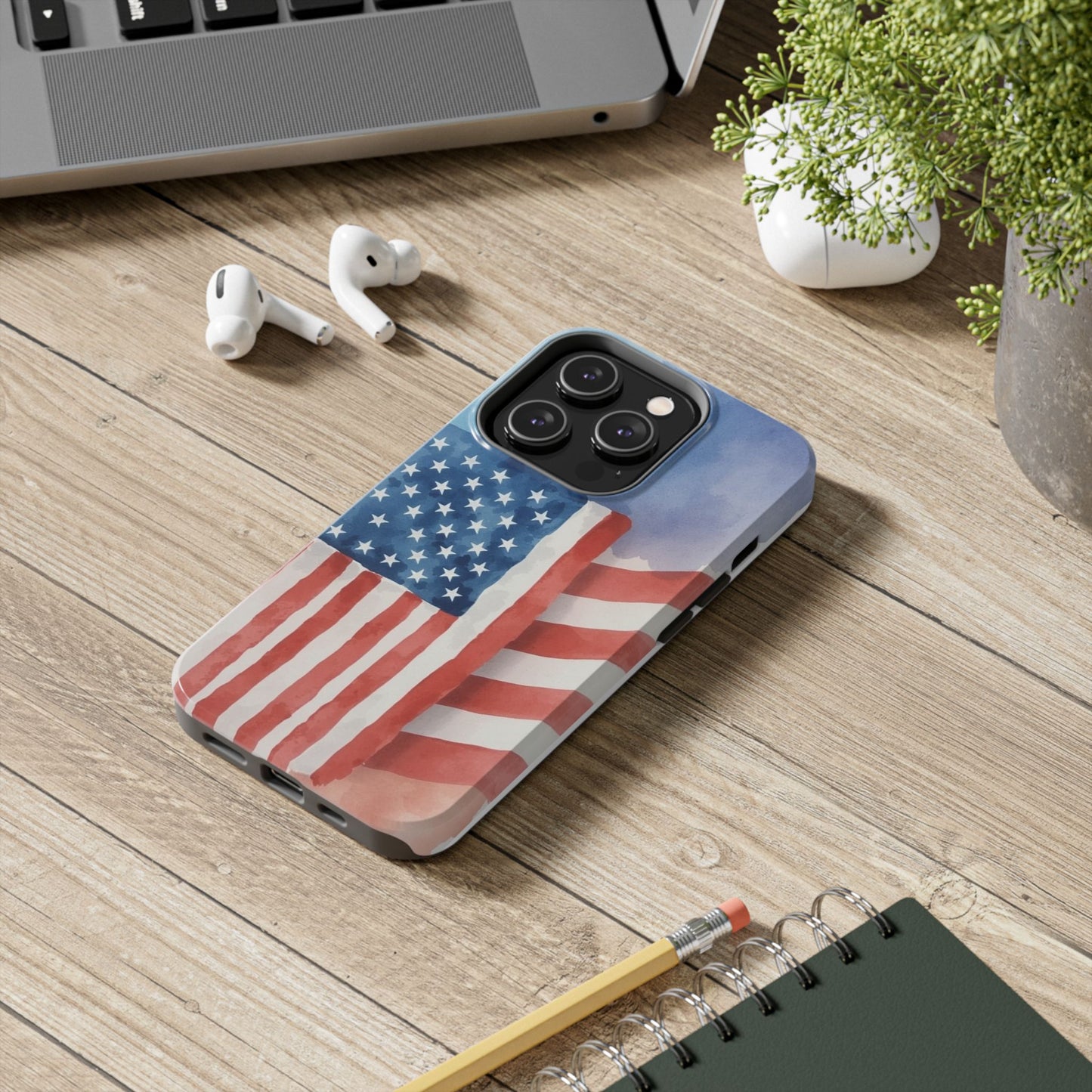 Abstract Watercolor American Flag Design - Tough Phone Case - for iPhone