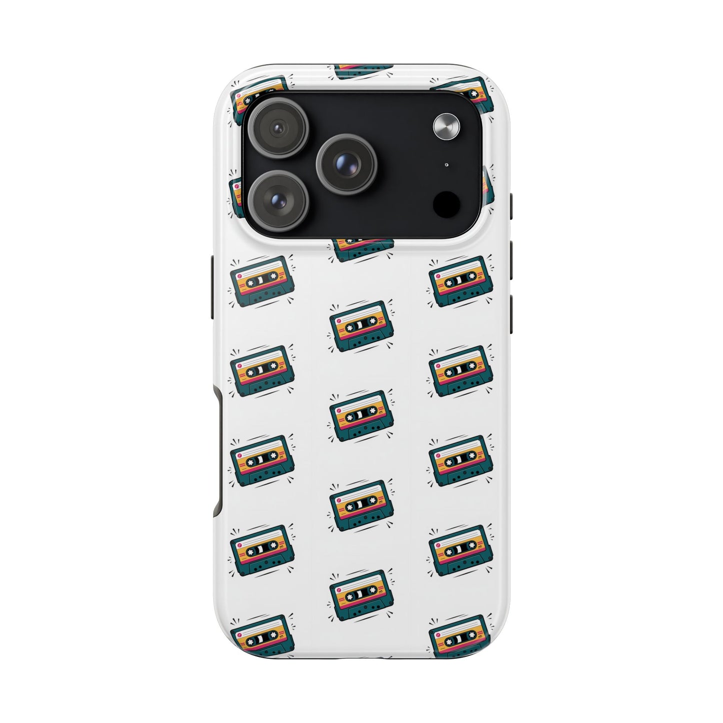 Retro Cassette Tape Phone Case Pattern - White