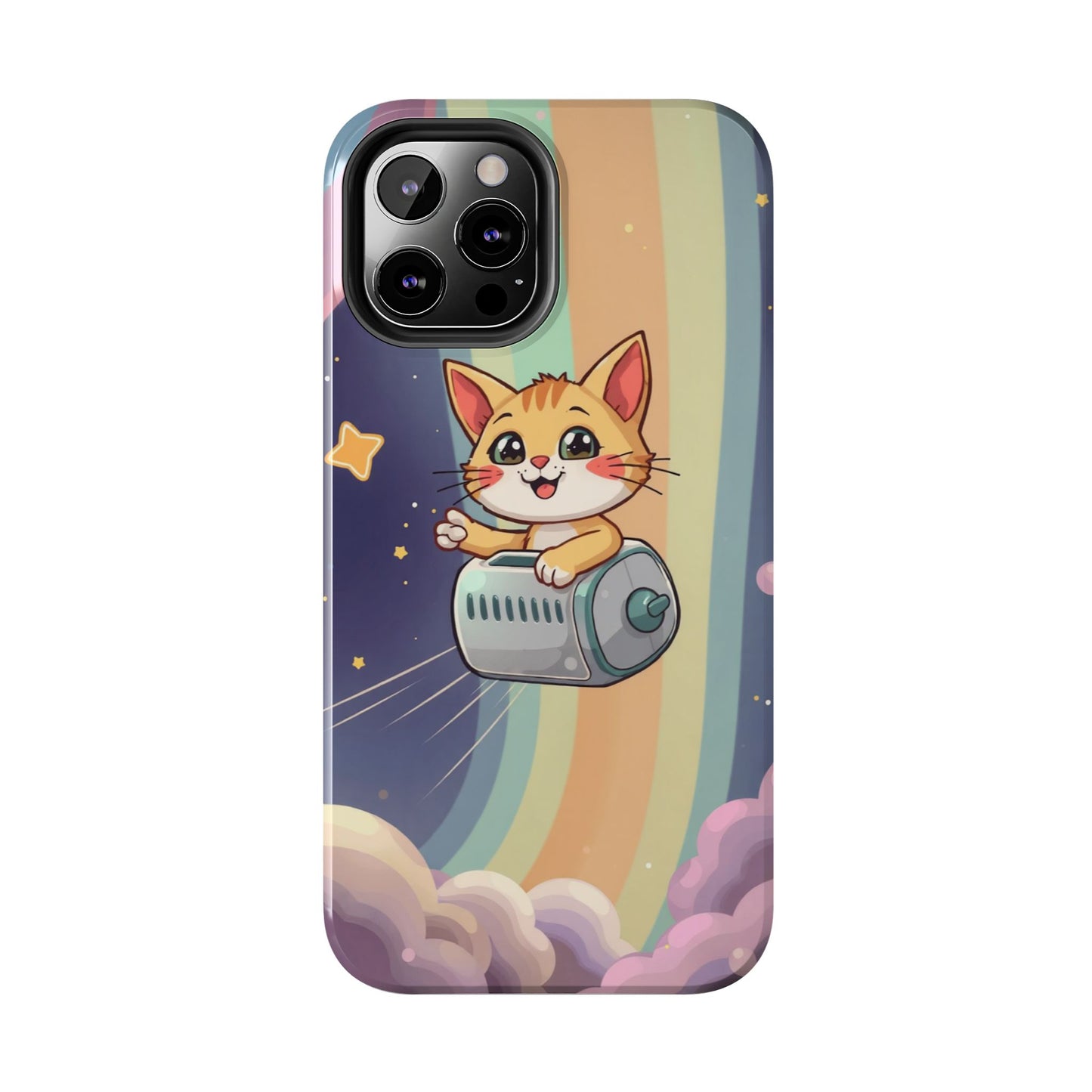 Cute Cat Rocket Phone Case - Vibrant and Playful Tough Case