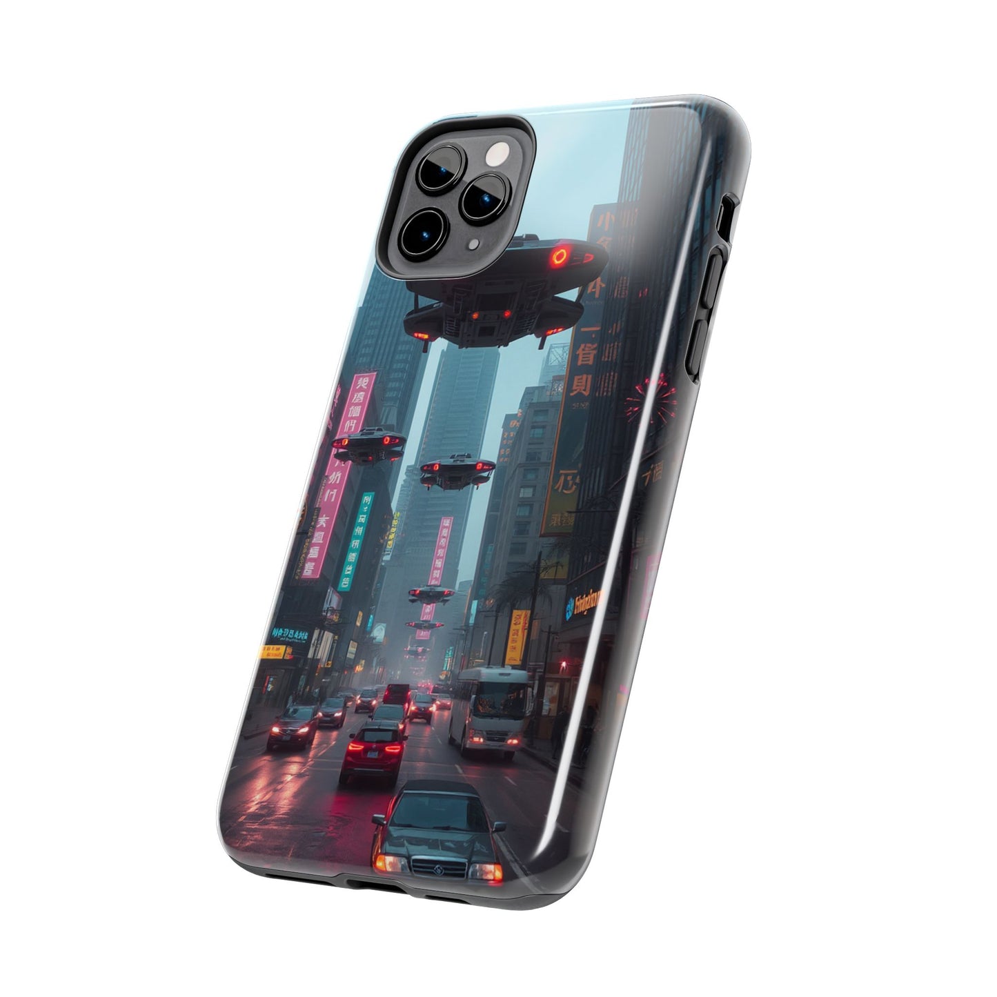 Futuristic City Tough Phone Case - Sci-Fi Design for Urban Explorers