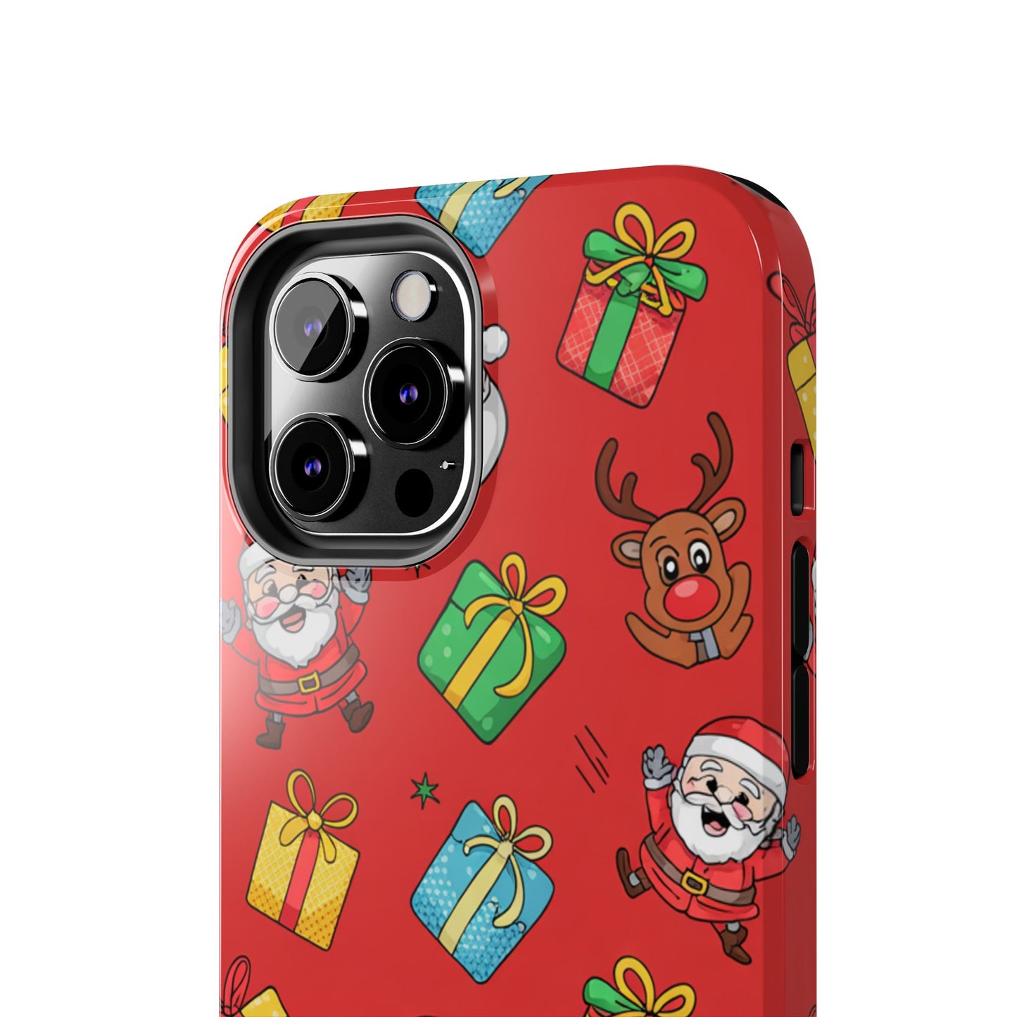 Festive Santa and Reindeer Tough Phone Case - Christmas Holiday Design