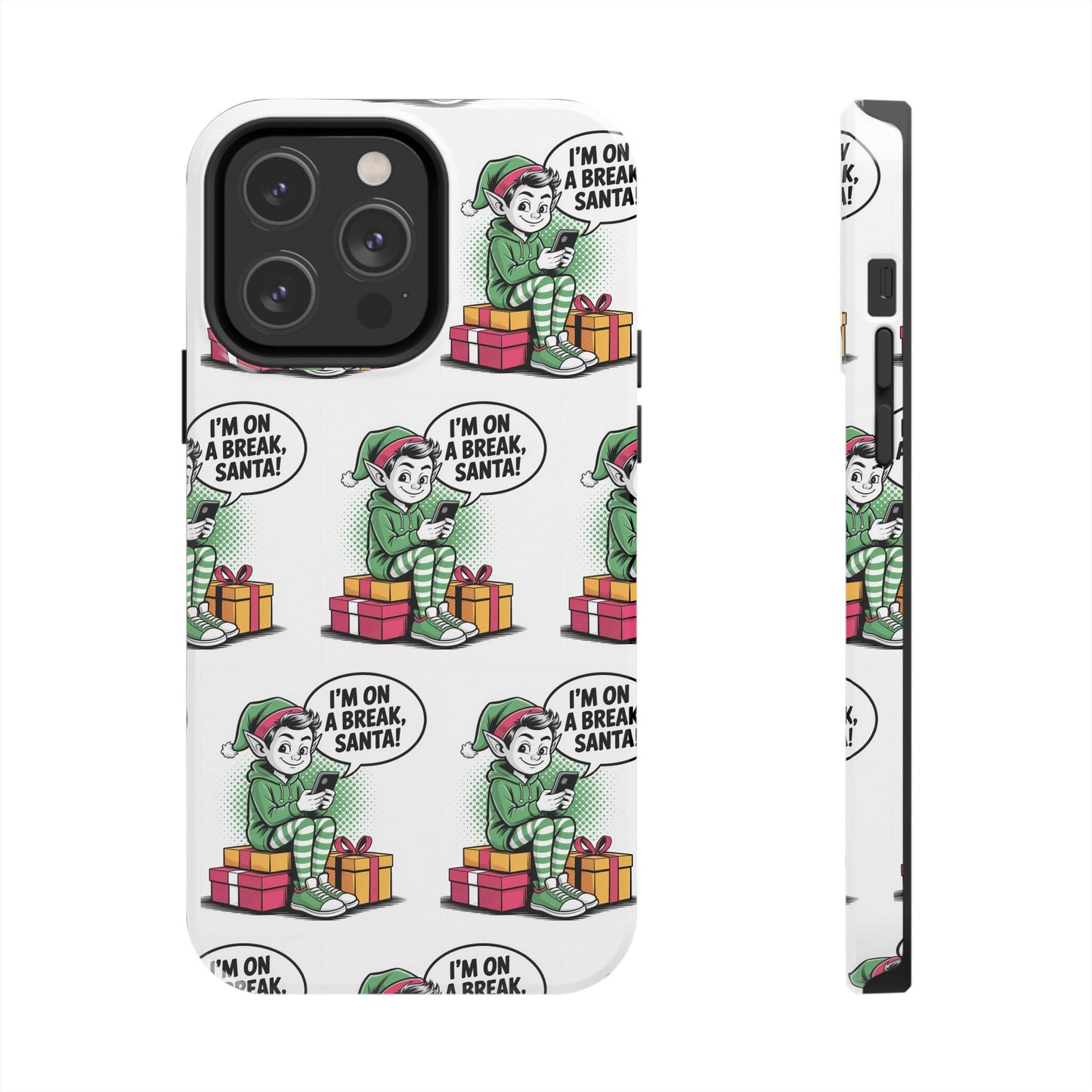 Christmas Elf Tough Phone Case - I'm on a Break, Santa Pattern!