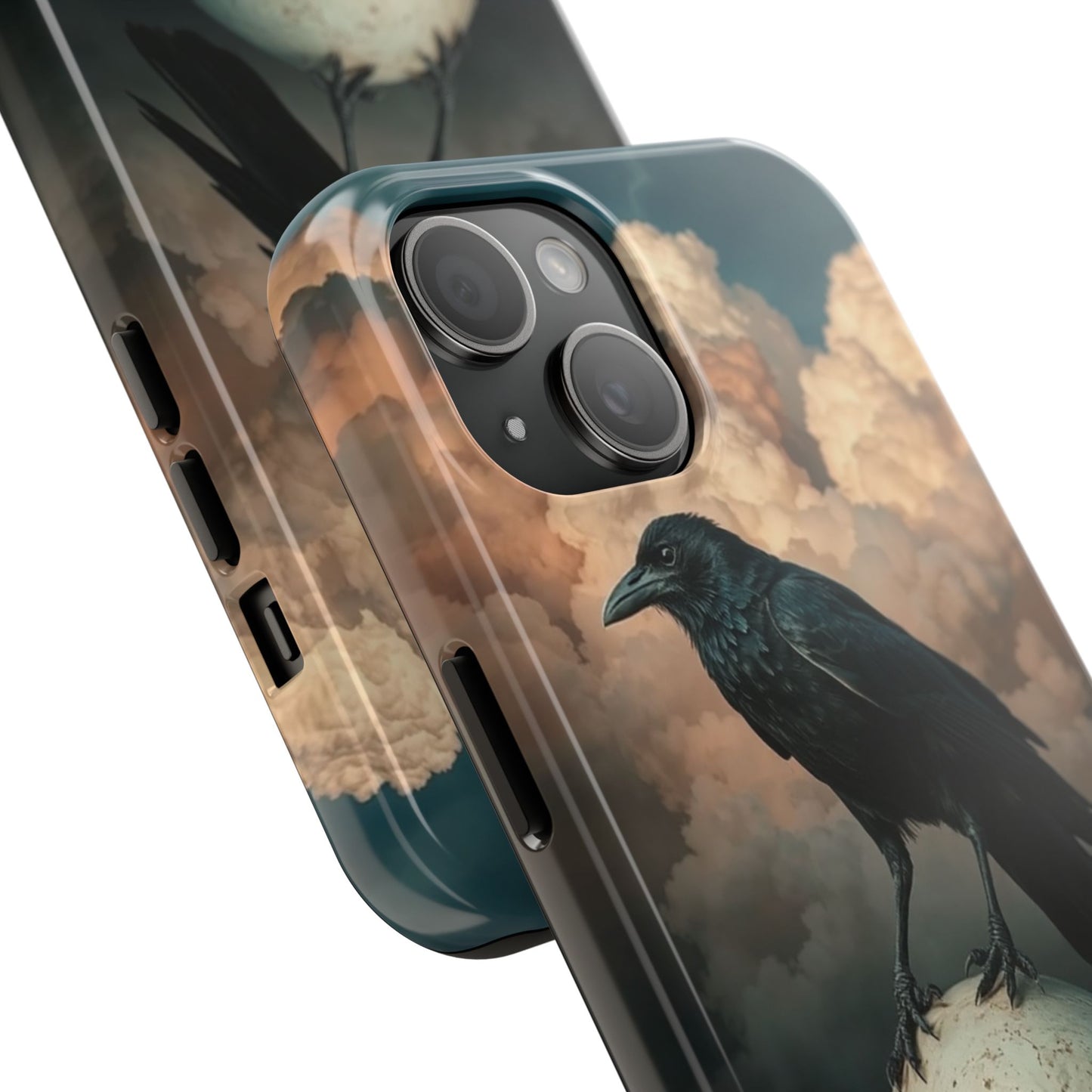 Gothic Raven Skull Tough Phone Case - Unique Protective Cover for Halloween Lovers