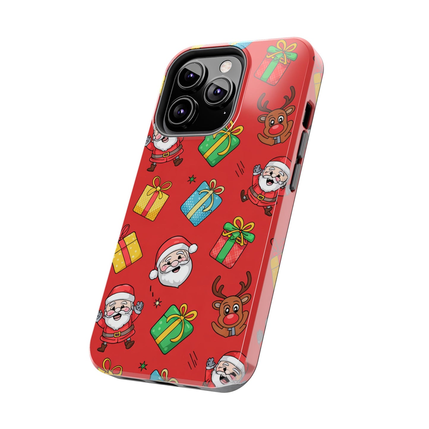Festive Santa and Reindeer Tough Phone Case - Christmas Holiday Design