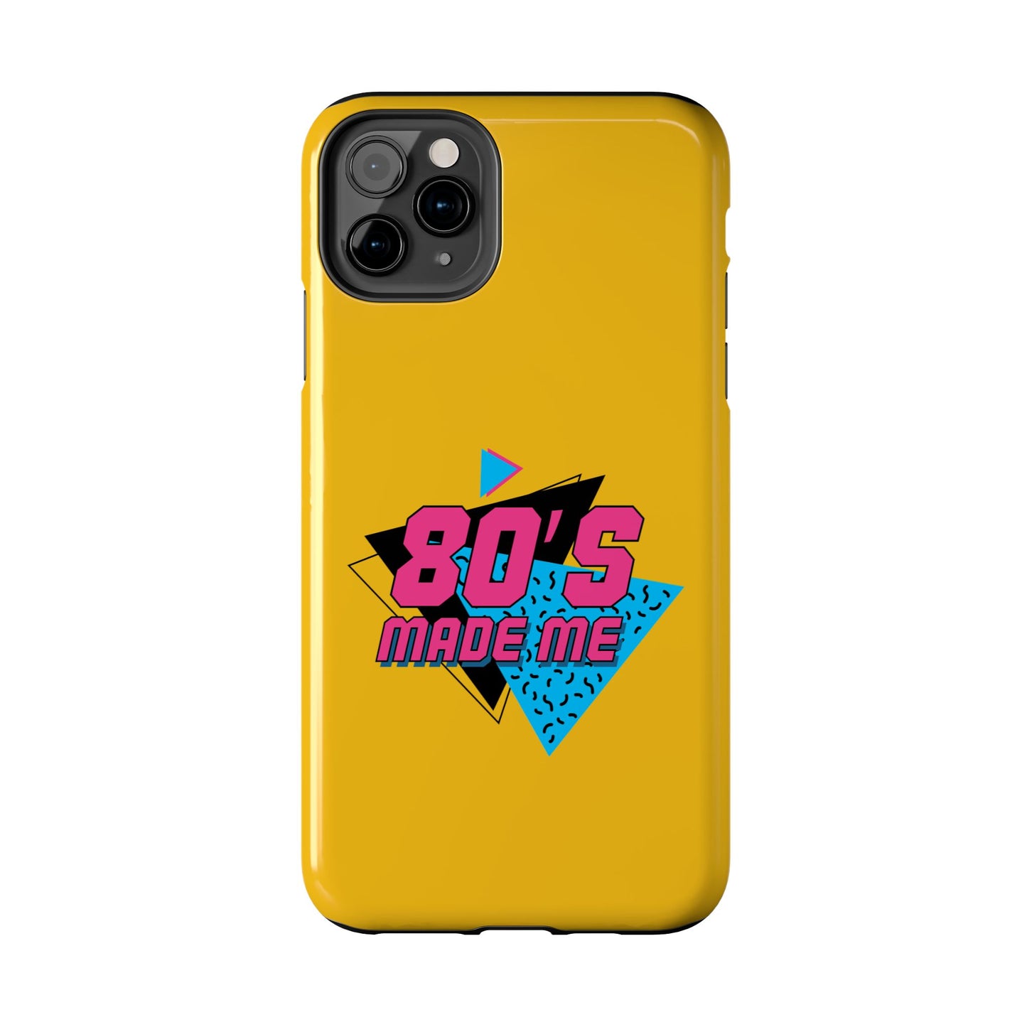 80's Made Me Tough Phone Case - Retro Yellow Silicone Cover - for iPhone