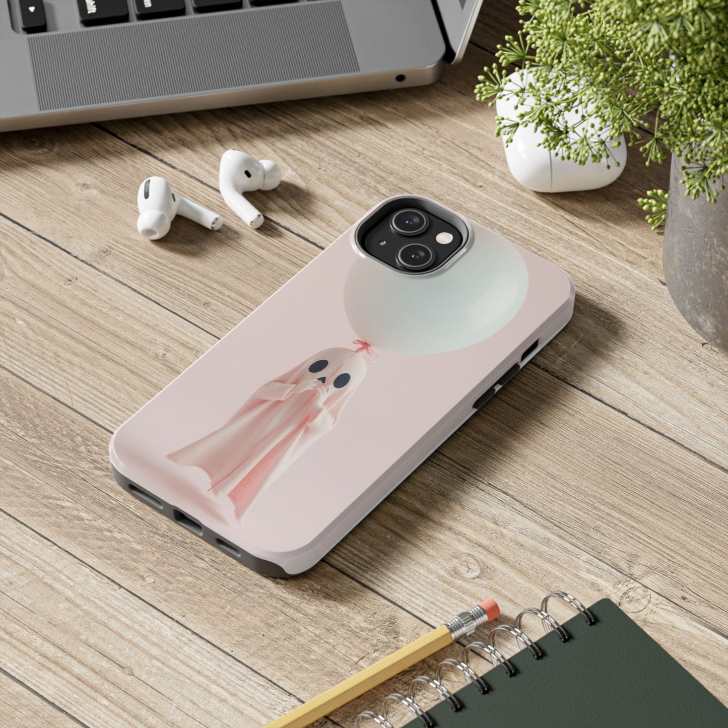 Cute Ghost Phone Case with Balloon - Tough Protection for Spooky Vibes