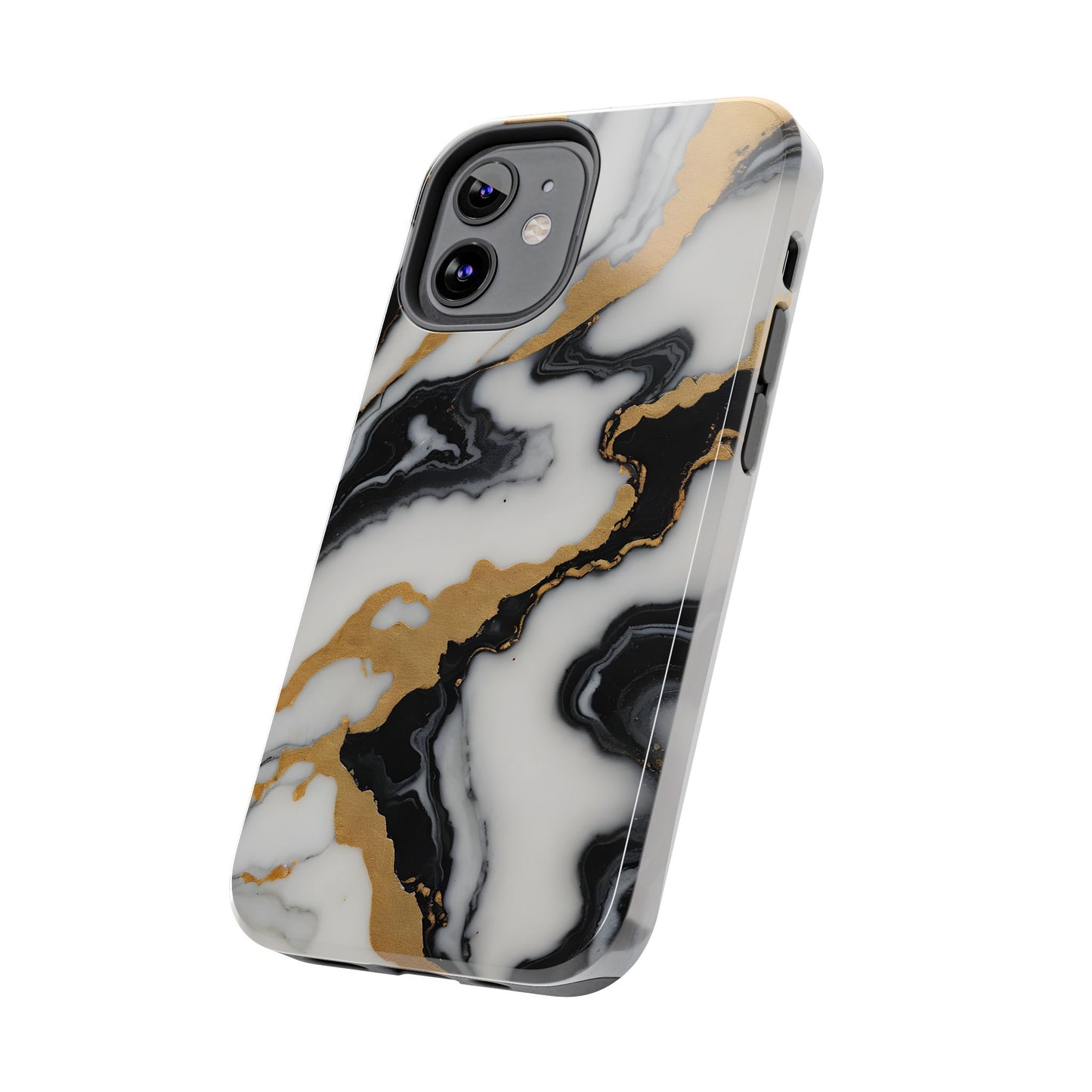 Elegant Gold Marble Tough Phone Case - Stylish Protection for Your iPhone