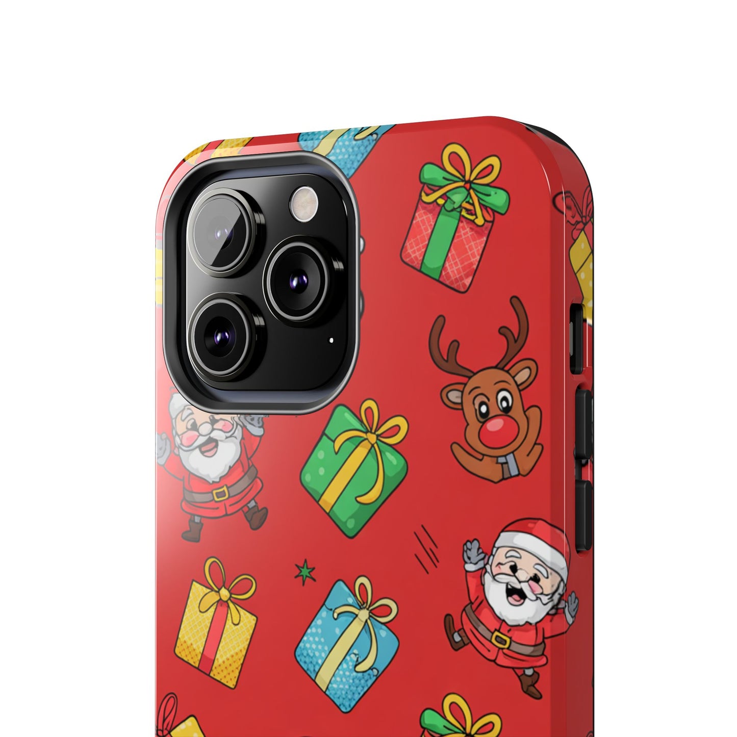 Festive Santa and Reindeer Tough Phone Case - Christmas Holiday Design