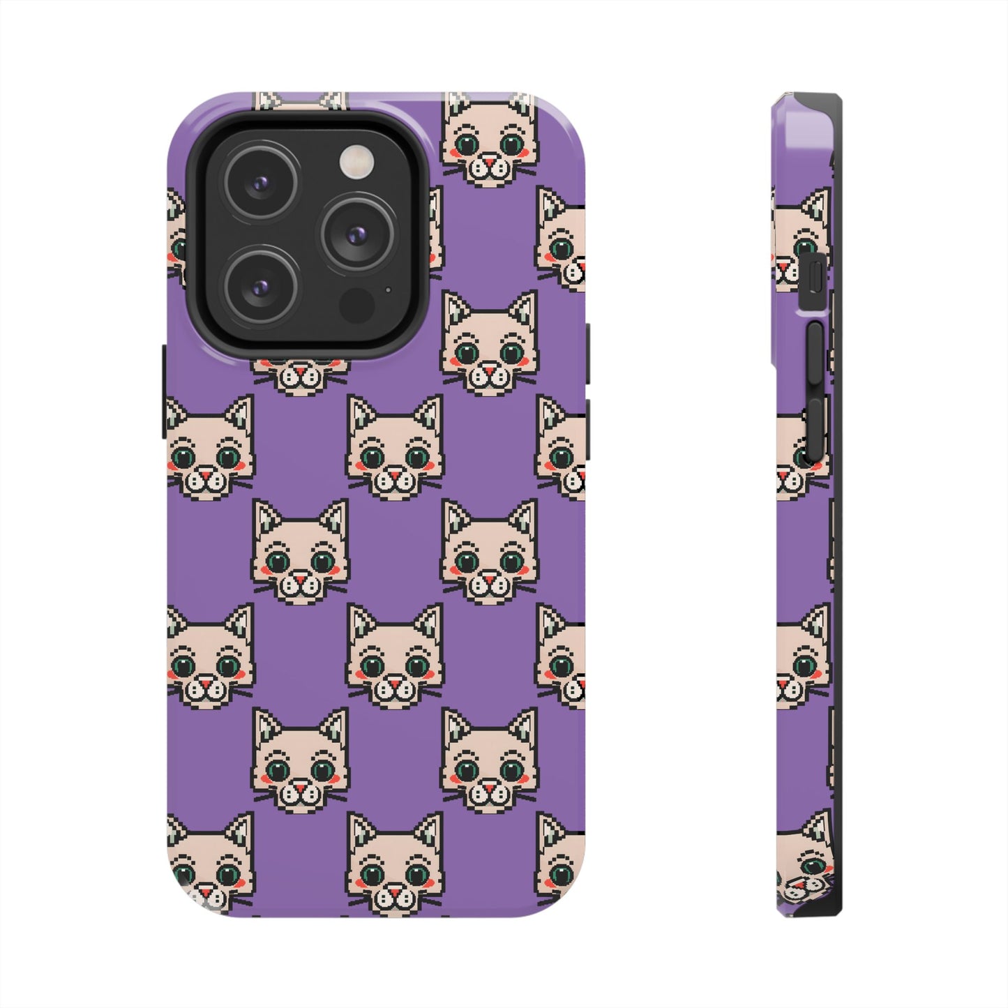 Cute Pixel Cat Tough Phone Case – Fun and Durable Protection for Cat Lovers - for iPhone