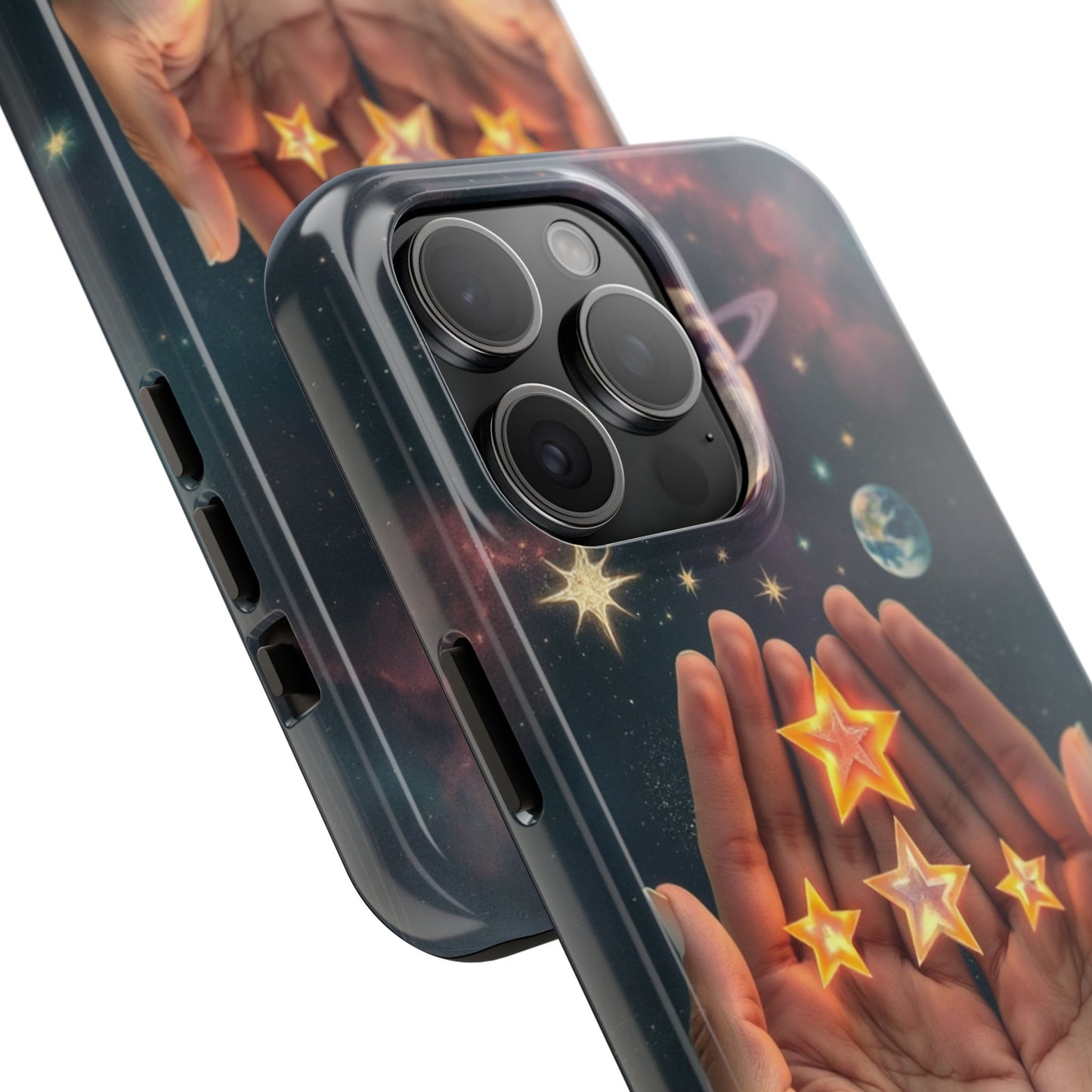 Galaxy Hands Tough Phone Case - Celestial Design for Star Lovers