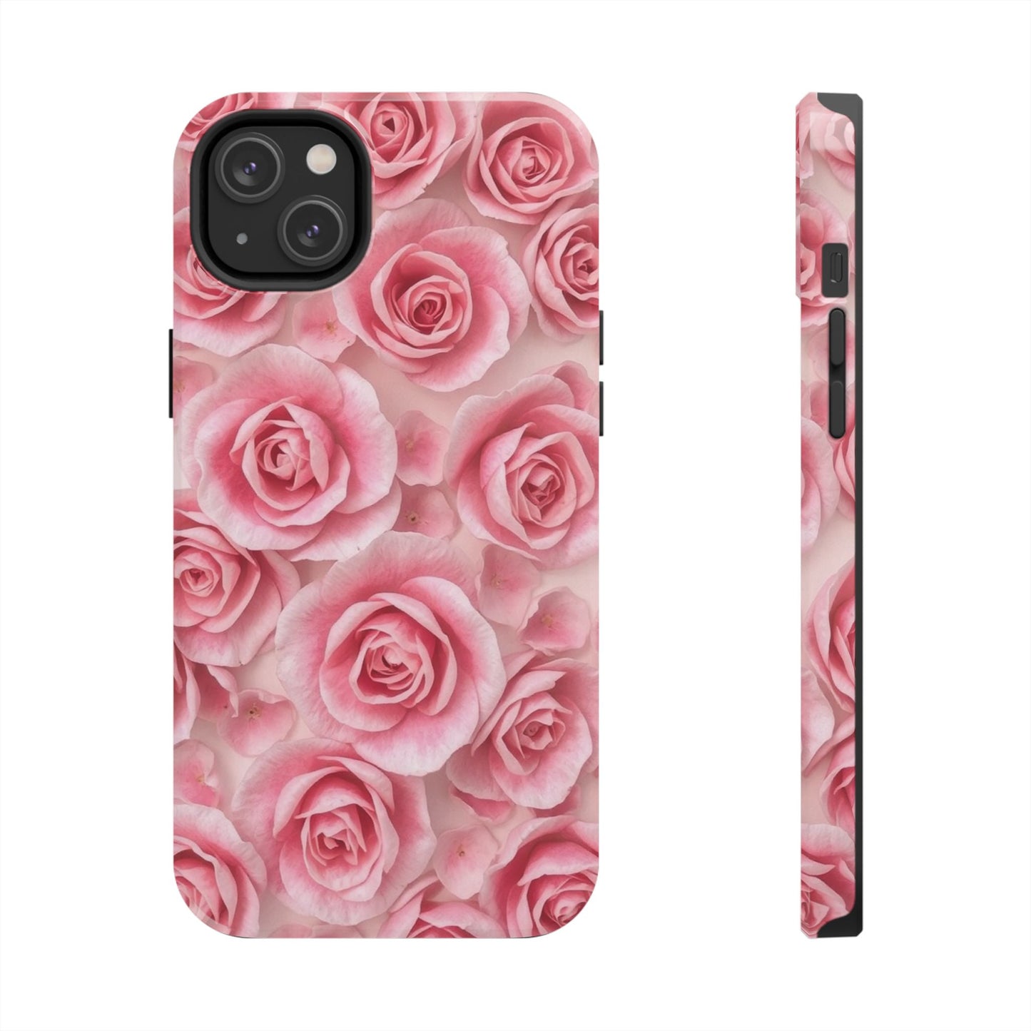 Floral Tough Phone Case - Pink Rose Design, Durable Protection for Flower Lovers