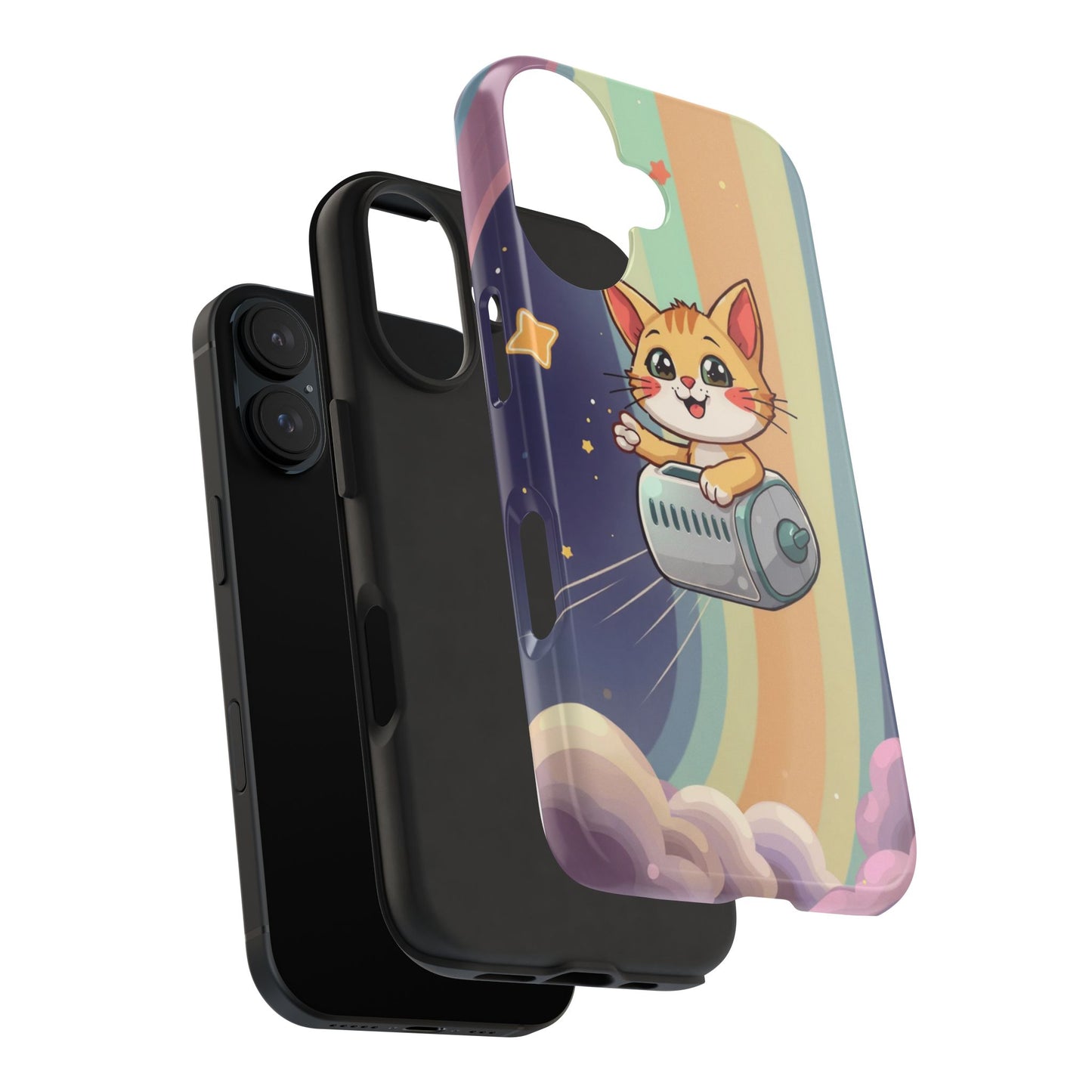 Cute Cat Rocket Phone Case - Vibrant and Playful Tough Case