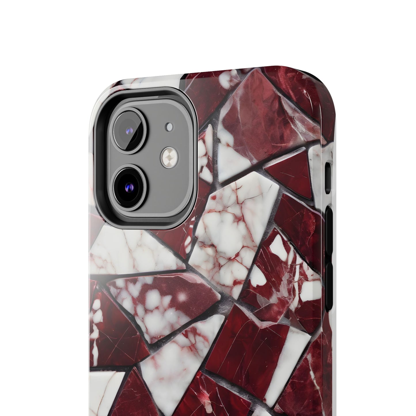 Shattered Dark Red Marble Pattern Tough Phone Case - Durable & Stylish Protection for iPhone