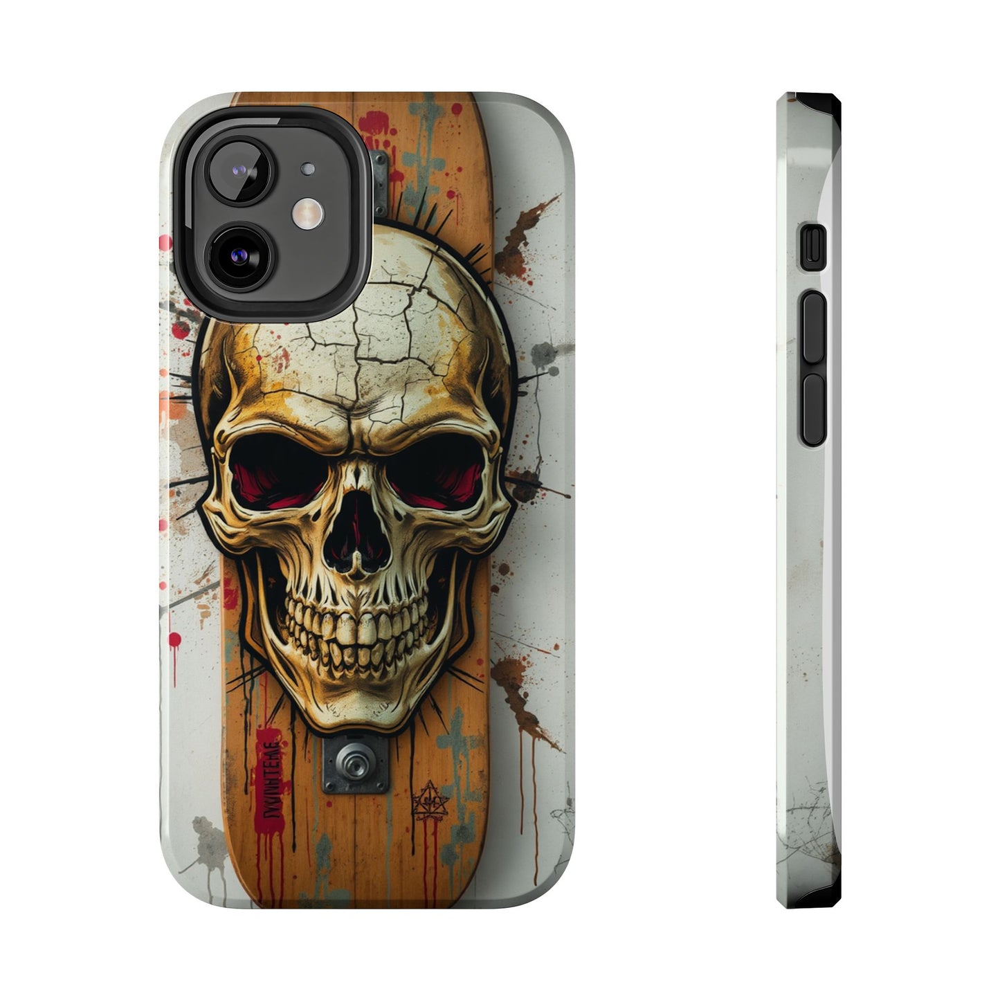 Edgy Skull Tough Phone Case - Durable Protection for Skateboard Enthusiasts