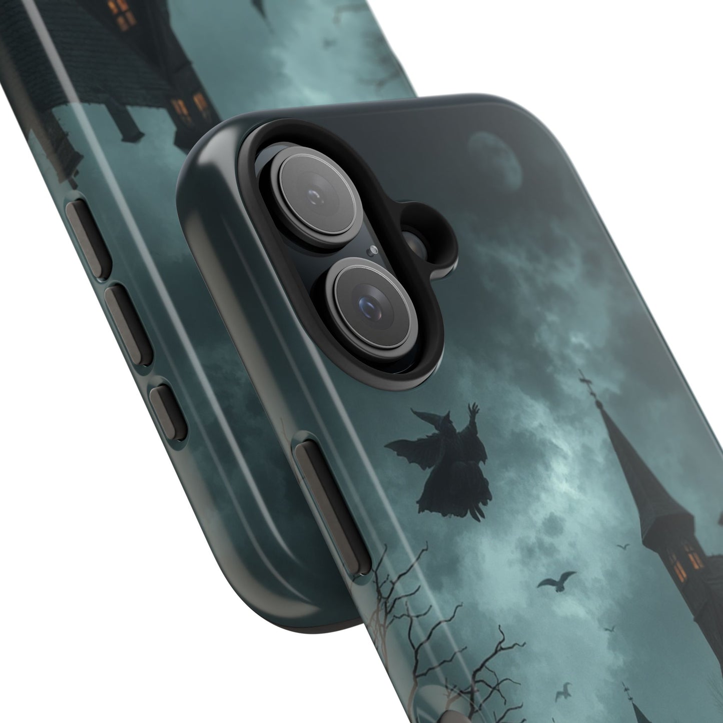 Halloween-Themed Tough Phone Case with Spooky House Design