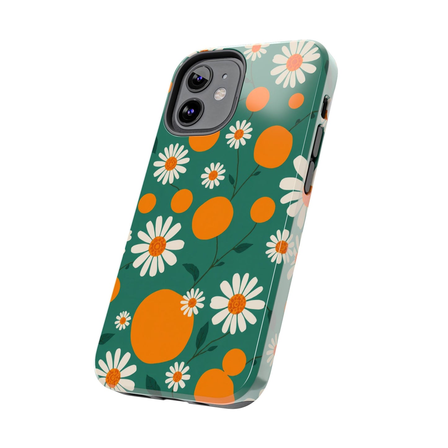 Floral Tough Phone Case - Daisy & Orange Design