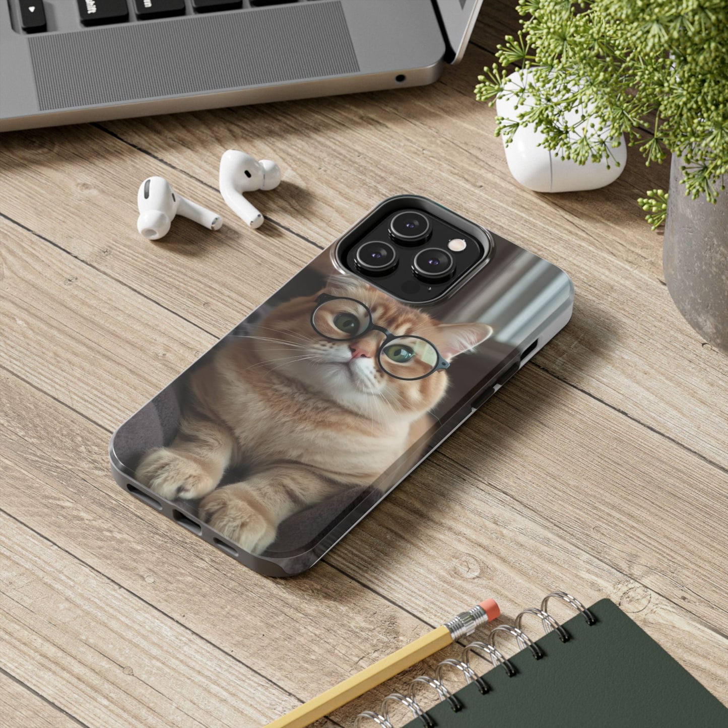 Cute Cat Glasses Tough Phone Case - Fun & Stylish Protection for Cat Lovers