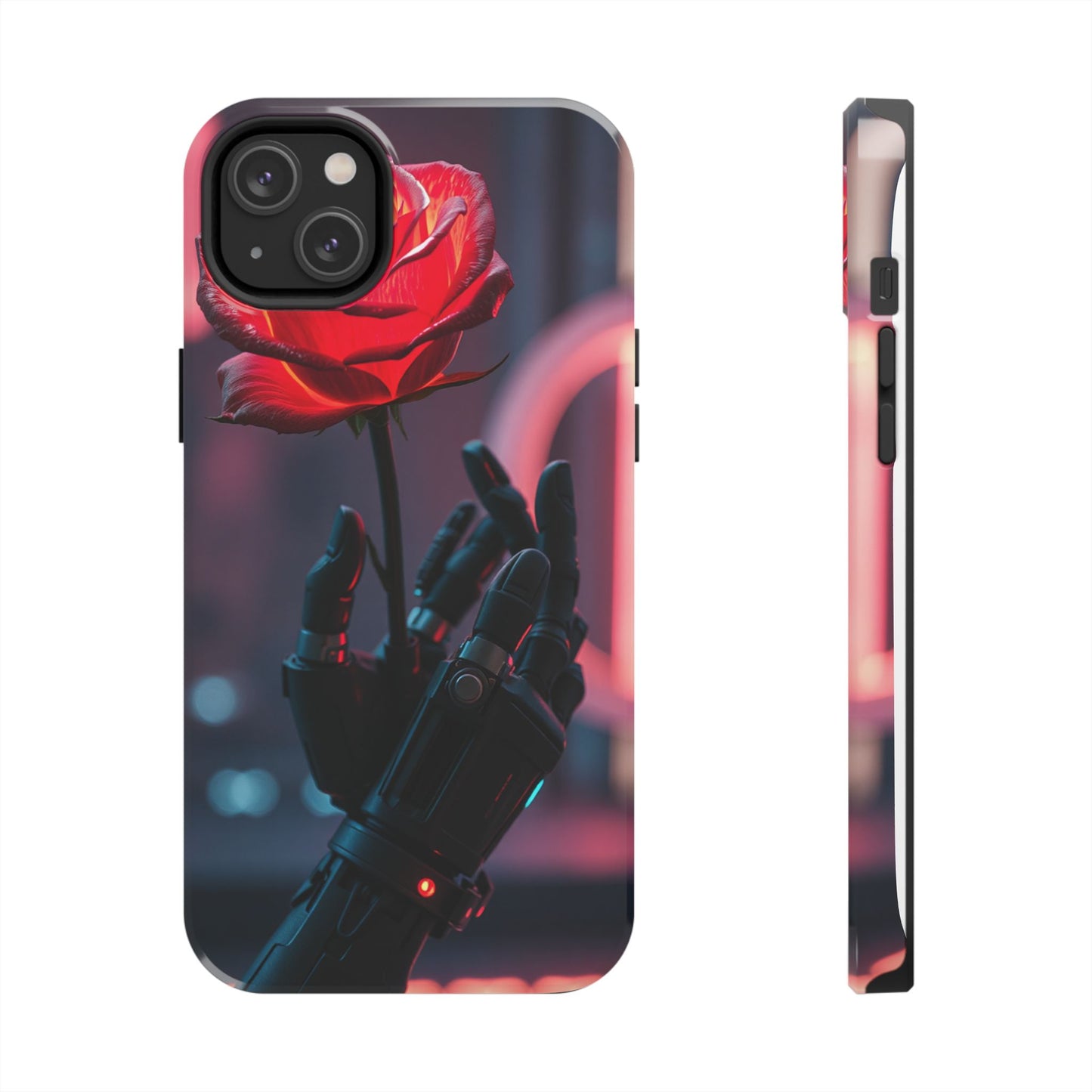 Futuristic Tough Phone Case with Robotic Rose Design | Durable Protection