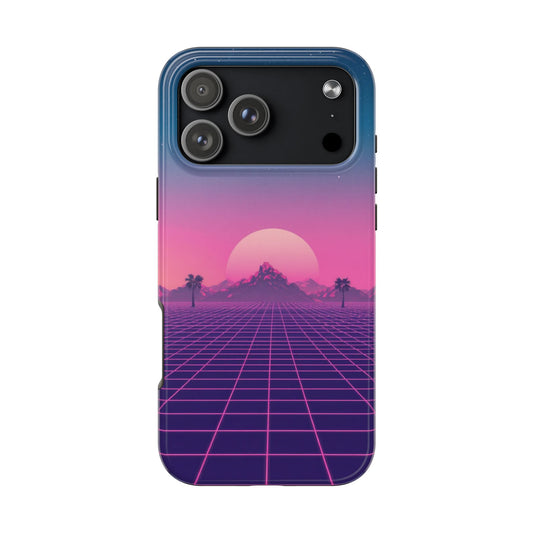 Retro Aesthetic Tough Phone Case - Vibrant Sunset Design