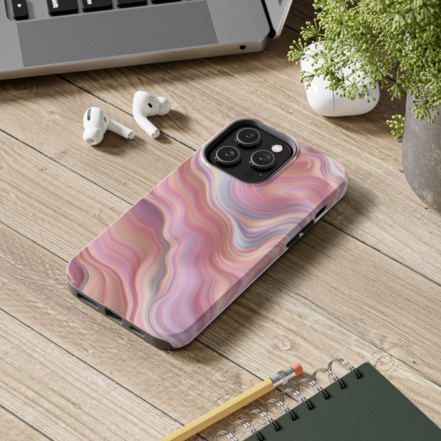 Stylish Tough Phone Cases - Abstract Pink Marble Design