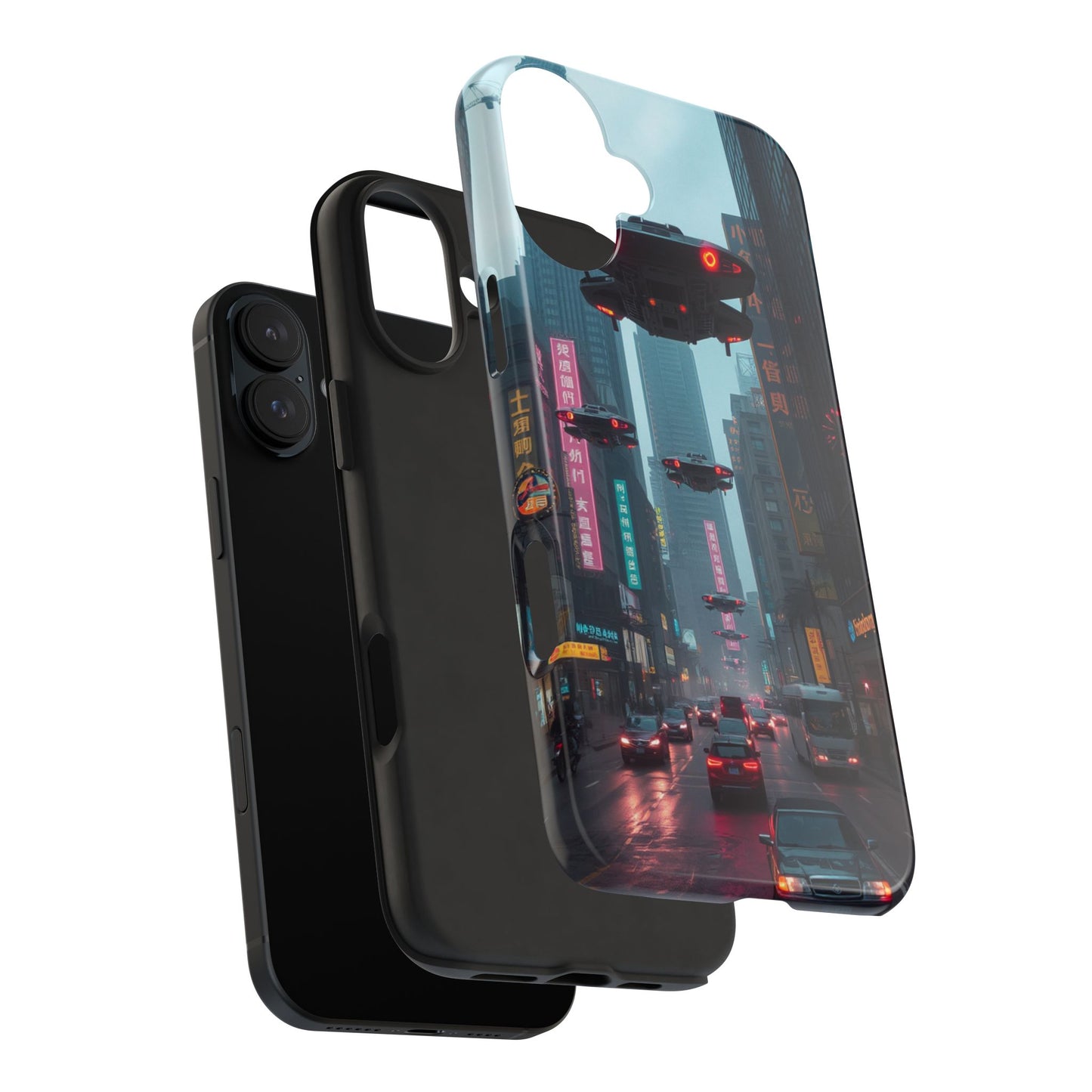 Futuristic City Tough Phone Case - Sci-Fi Design for Urban Explorers
