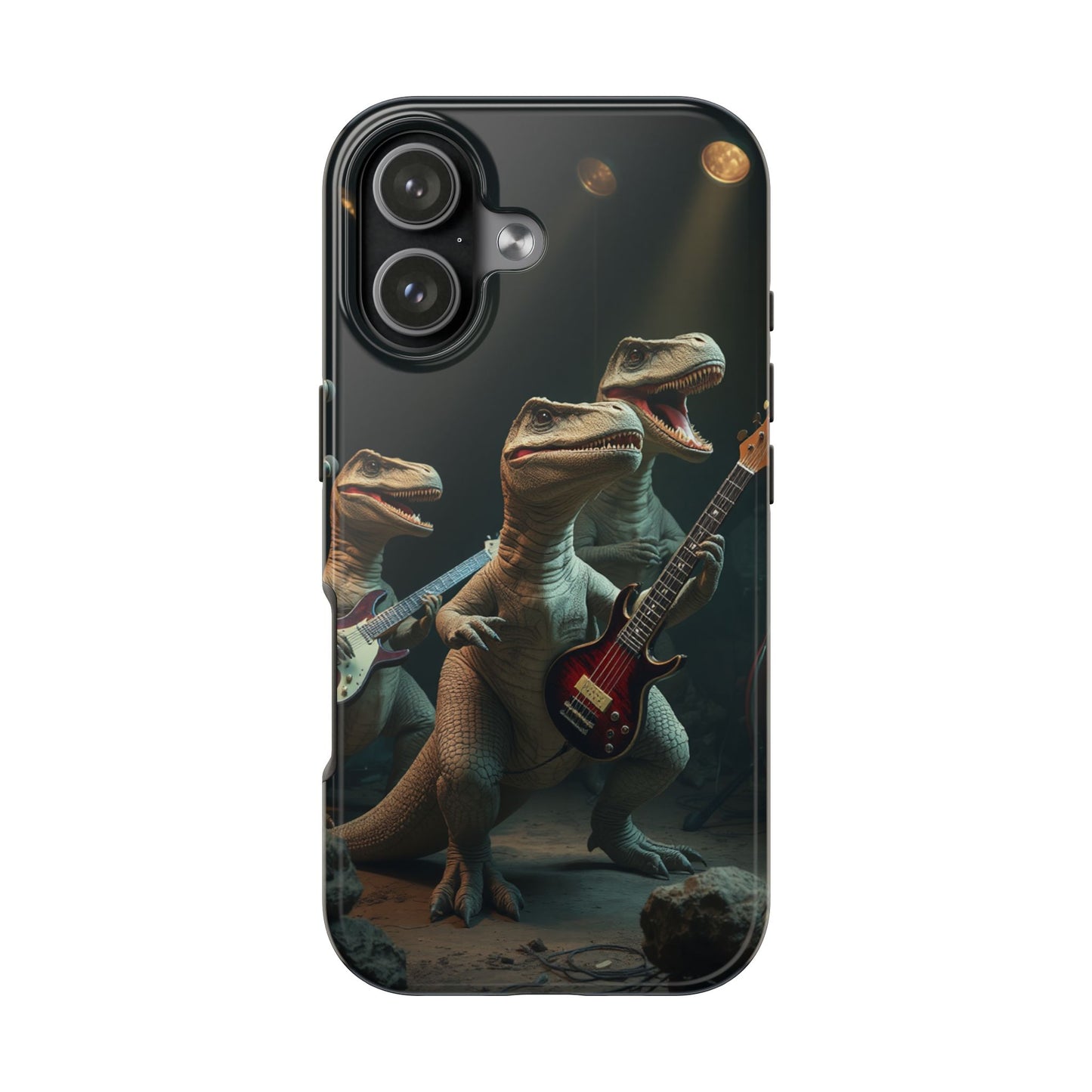 Rockin' Dinosaur Tough Phone Cases - Perfect for Music Lovers and Kids!