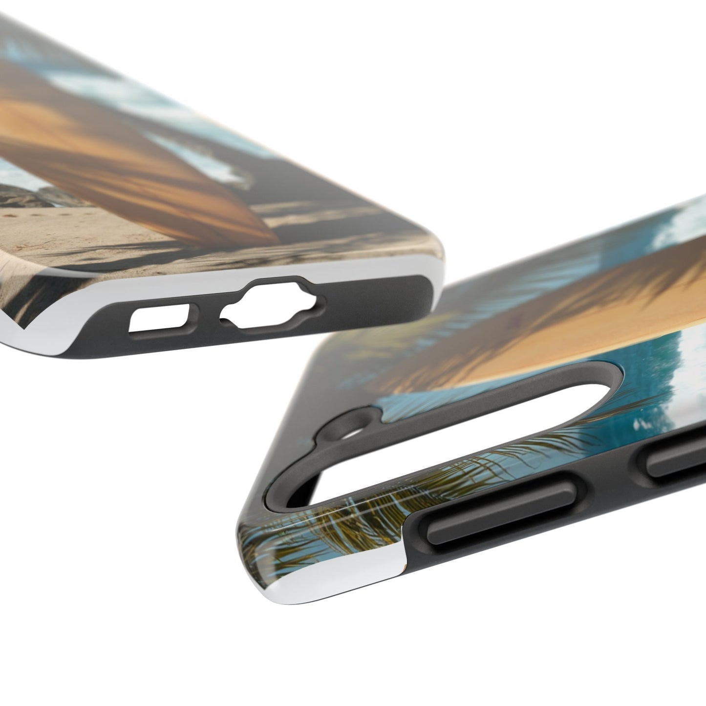 Tough Surfing Phone Case - Beach Vibes with Palm Trees & Surfboard