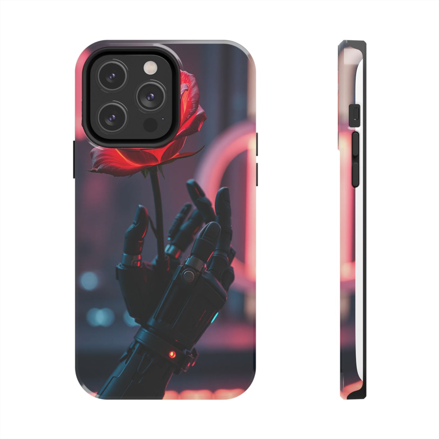 Futuristic Tough Phone Case with Robotic Rose Design | Durable Protection