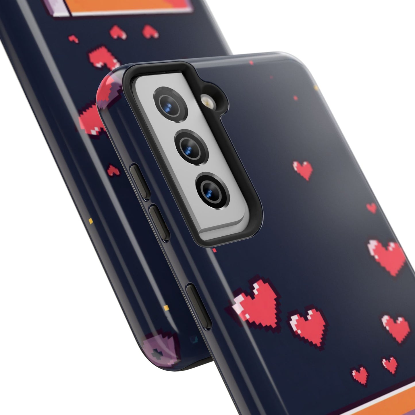 Pixel Heart Tough Phone Case - Retro Gamer Style for Valentine's Day
