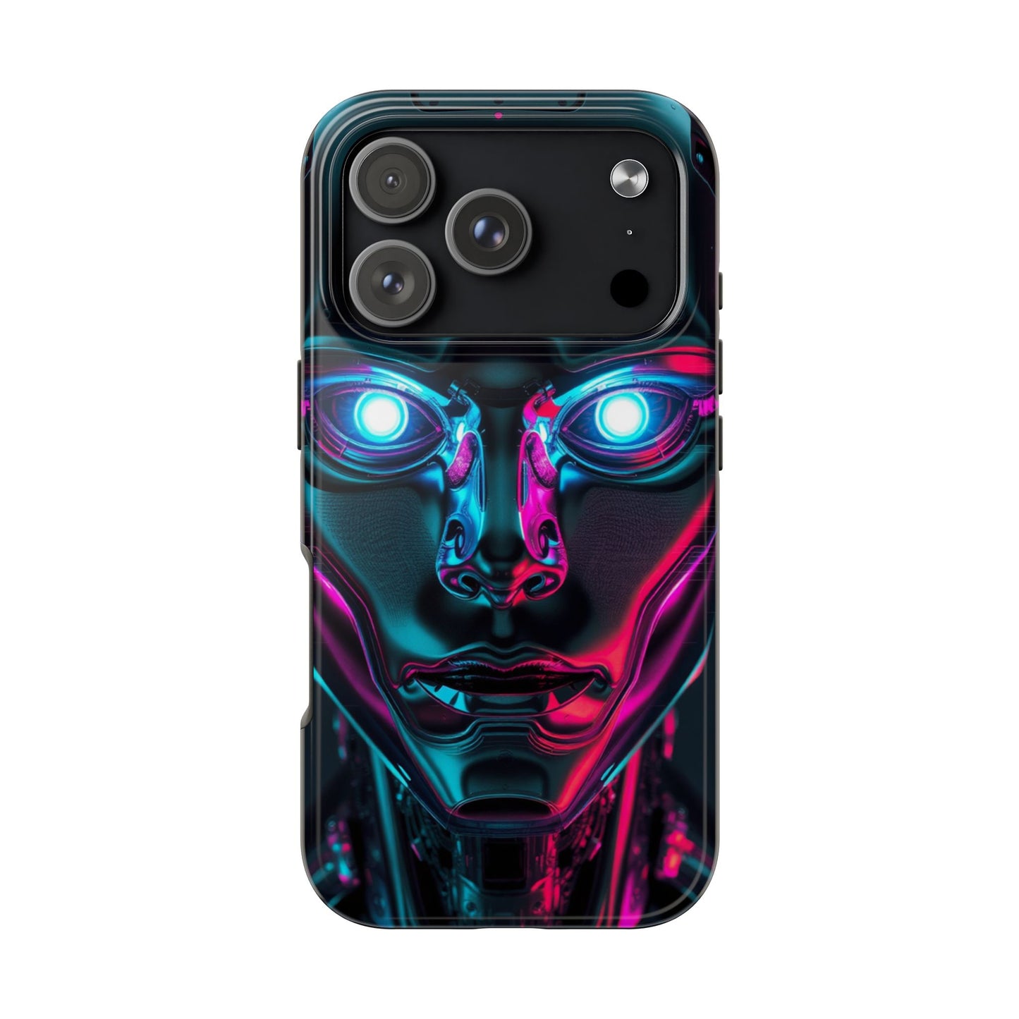 Futuristic Phone Case, Tough Phone Cover, Cyberpunk Style, Robot Design, Gift for Tech Lovers, Unique Phone Accessories
