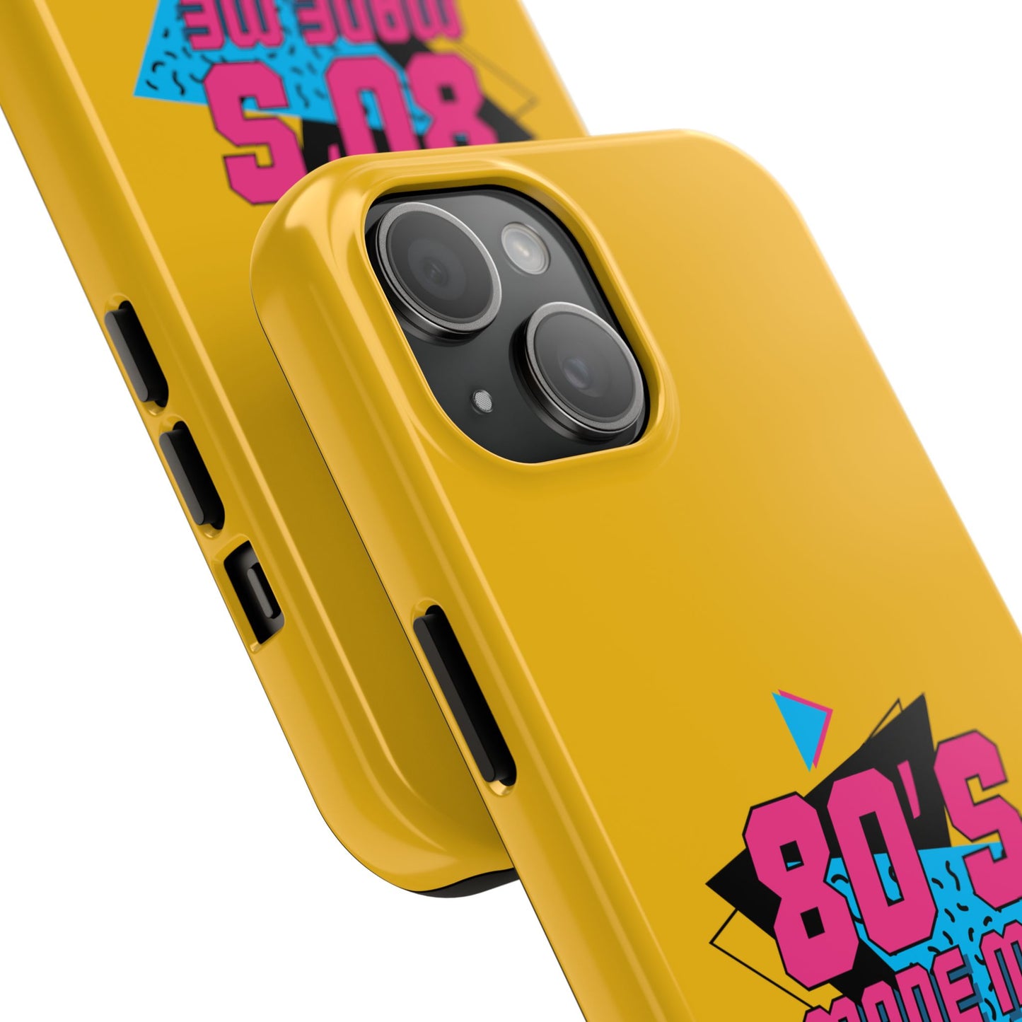 80's Made Me Tough Phone Case - Retro Yellow Silicone Cover - for iPhone