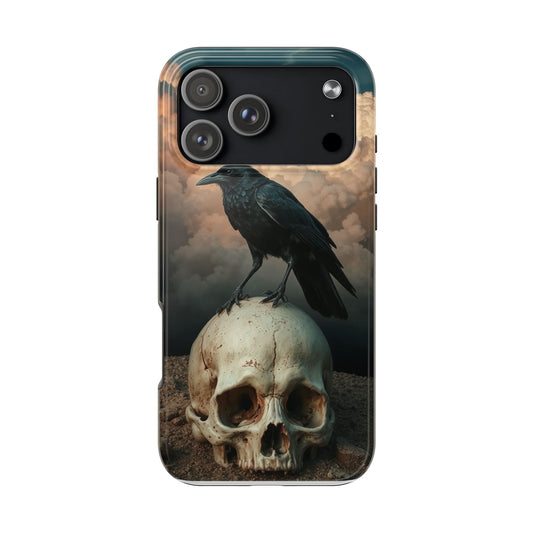Gothic Raven Skull Tough Phone Case - Unique Protective Cover for Halloween Lovers