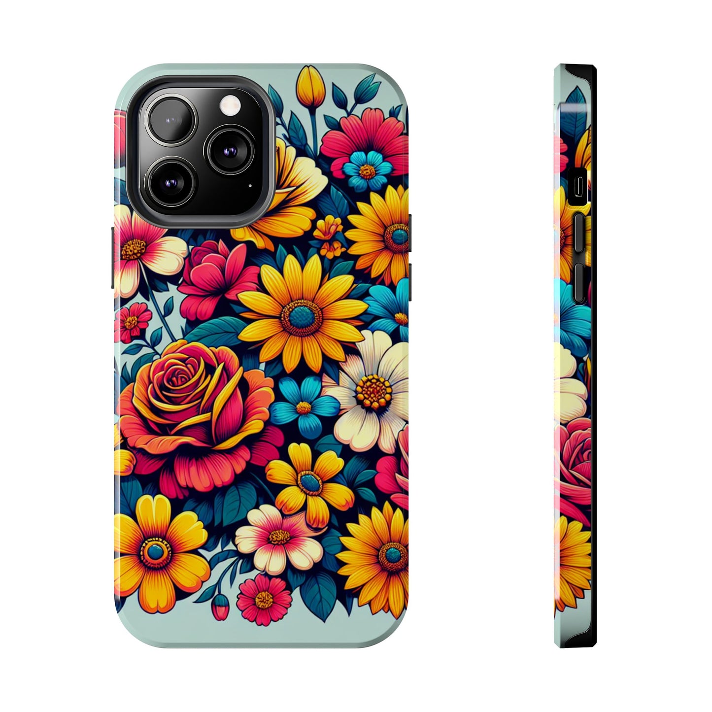 Vibrant Floral Tough Phone Case - Colorful Flower Design - for iPhone