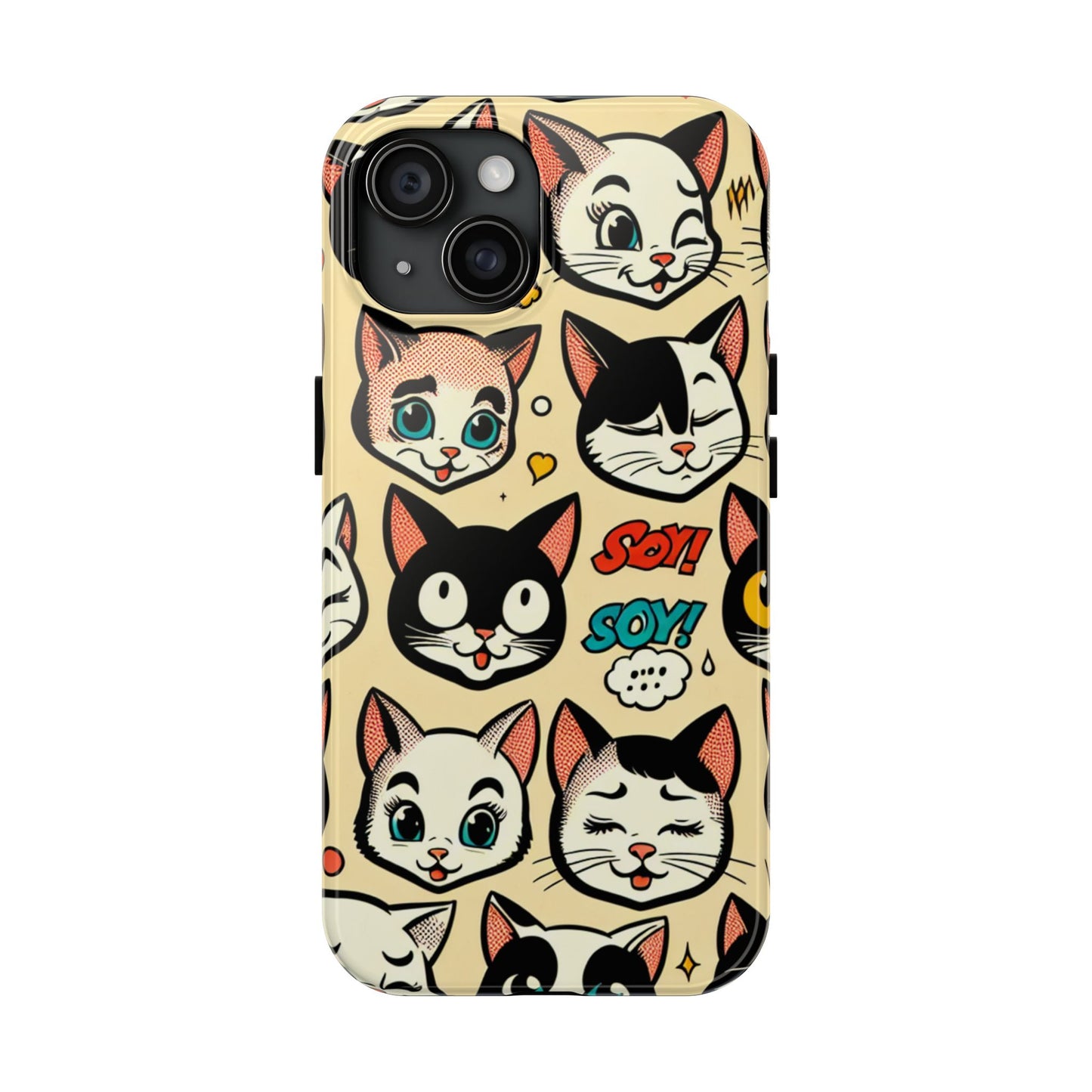 Playful Cat-Themed Tough Phone Case - Pet Pattern - for iPhone