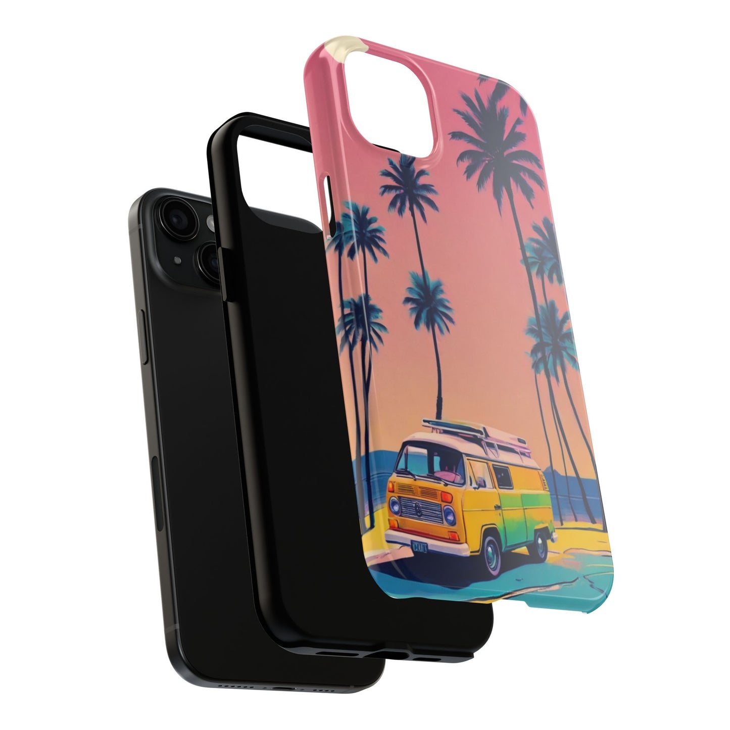 Tropical Beach Vibe Tough Phone Case - Vintage Van Design - for iPhone