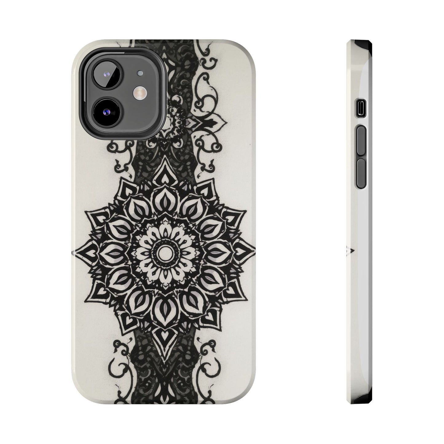 Stylish Tough Phone Cases with Dark Mandala Design - Durable and Unique Protection - for iPhone