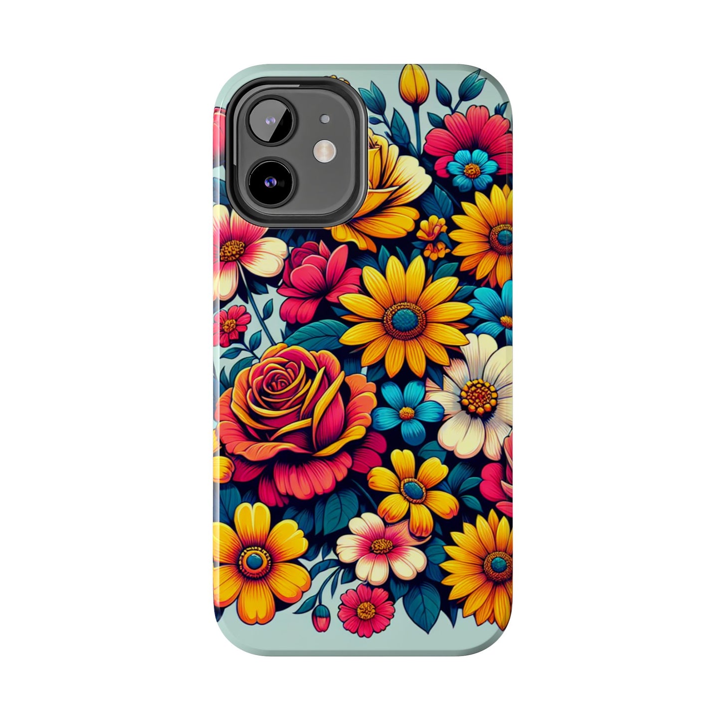 Vibrant Floral Tough Phone Case - Colorful Flower Design - for iPhone