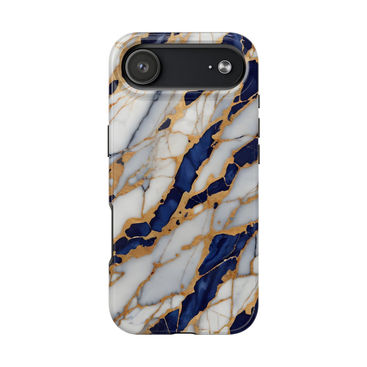 Stunning Marble Tough Phone Case - Elegant Blue & Gold Design Stylish Protection - for iPhone