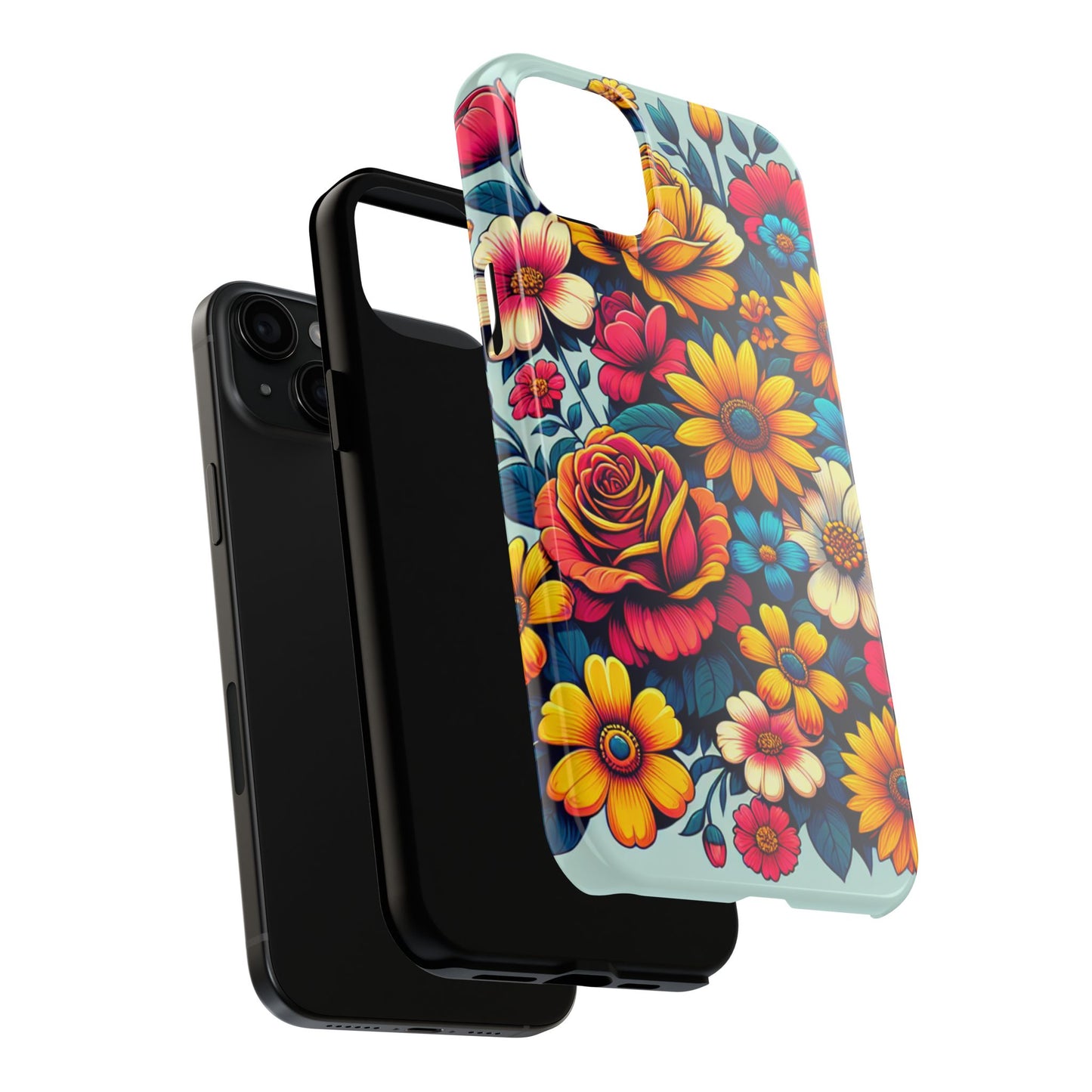 Vibrant Floral Tough Phone Case - Colorful Flower Design - for iPhone