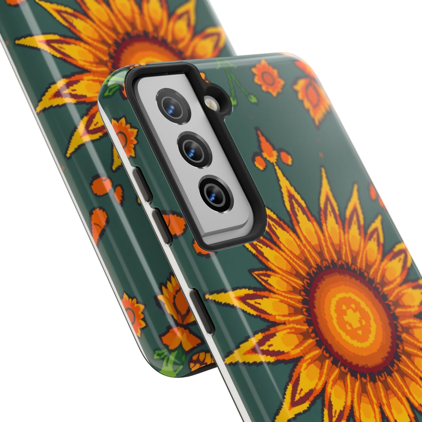 Pixelated Vibrant Floral Tough Phone Case | Sunflower Design for Nature Lovers - for iPhone