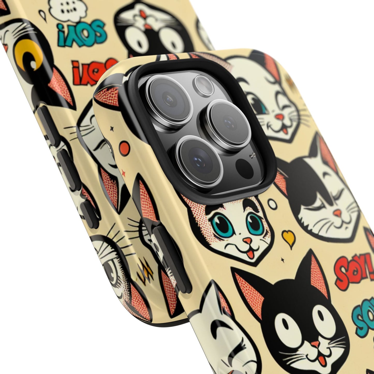 Playful Cat-Themed Tough Phone Case - Pet Pattern - for iPhone